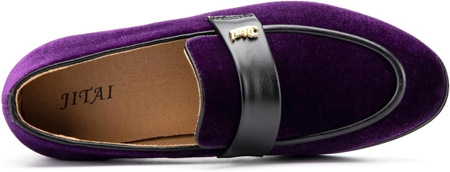 JITAI Boys Dress Loafers for Weddings & School, Breathable Slip-On Leather Tuxedo Shoes, Toddler to Preteen