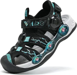 JMFCHI Boys Girls Sports Sandals Summer Kids Closed Toe Outdoor Sandals Athletic Water Shoes Sandals Child Pool Beach Sandals Quick Drying Slip Resistant