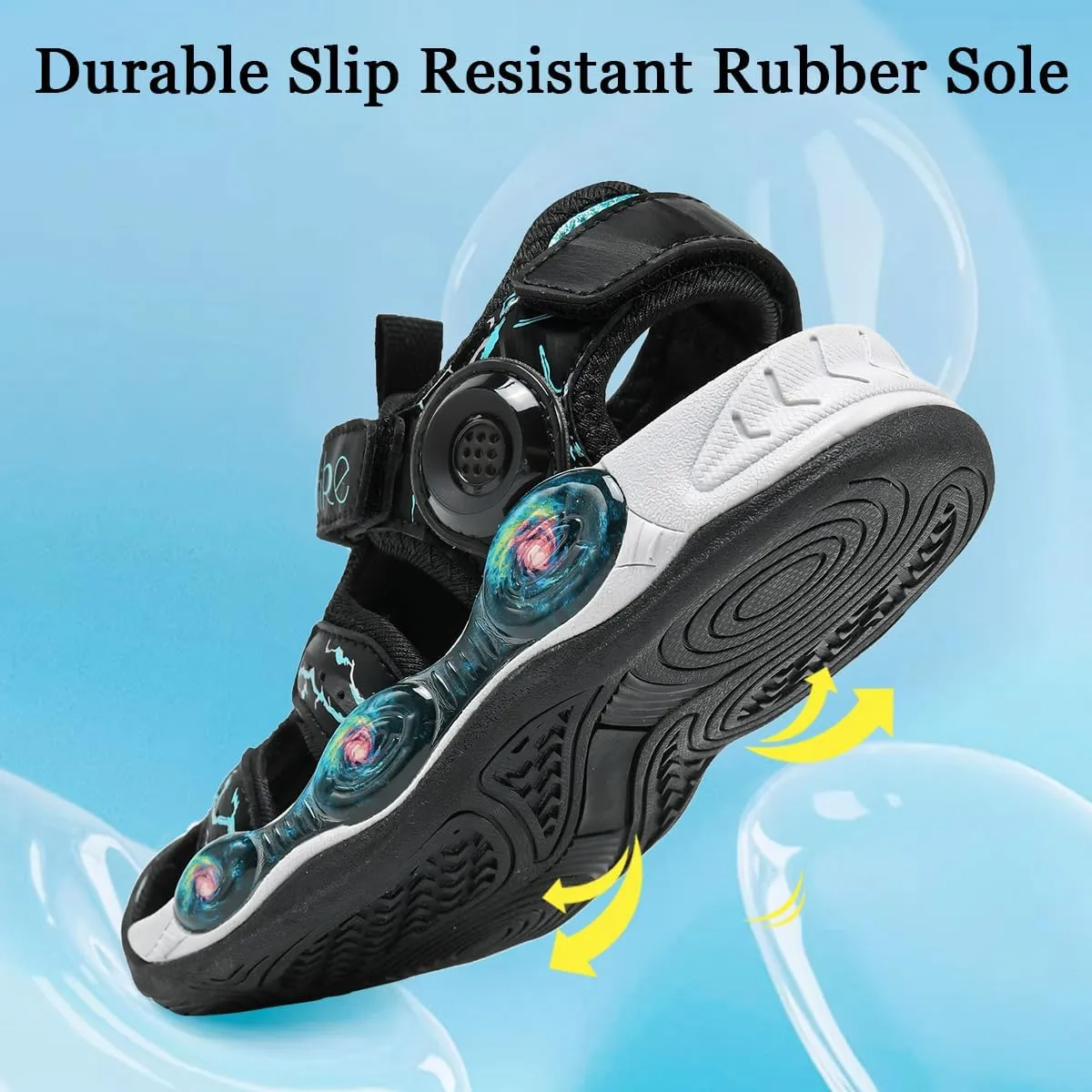 JMFCHI Boys Girls Sports Sandals Summer Kids Closed Toe Outdoor Sandals Athletic Water Shoes Sandals Child Pool Beach Sandals Quick Drying Slip Resistant