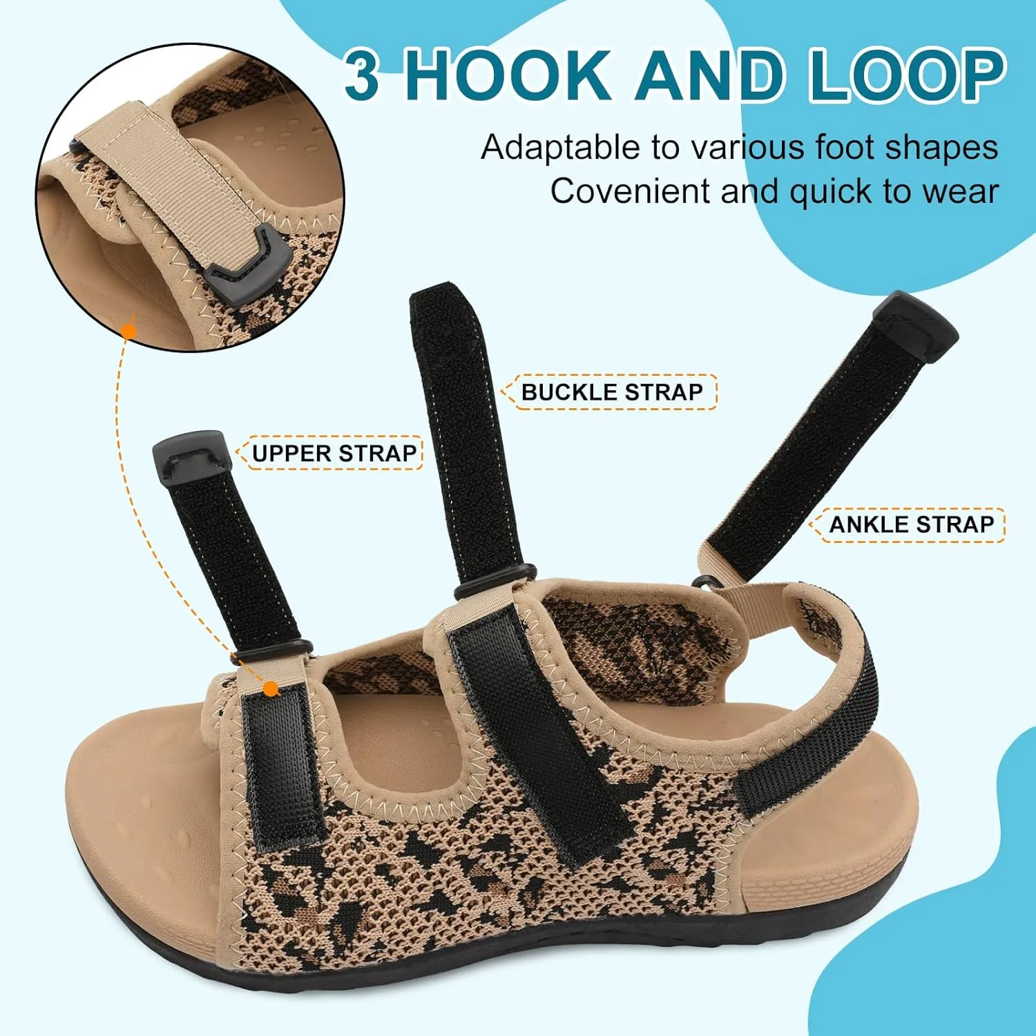 JOINFREE Womens Orthopedic Walking Hiking Sandals Adjustable Open Toe Sports Water Sandals with Plantar Fasciitis Arch Support Thick Athletic Cushion Outdoor Beach Sandals