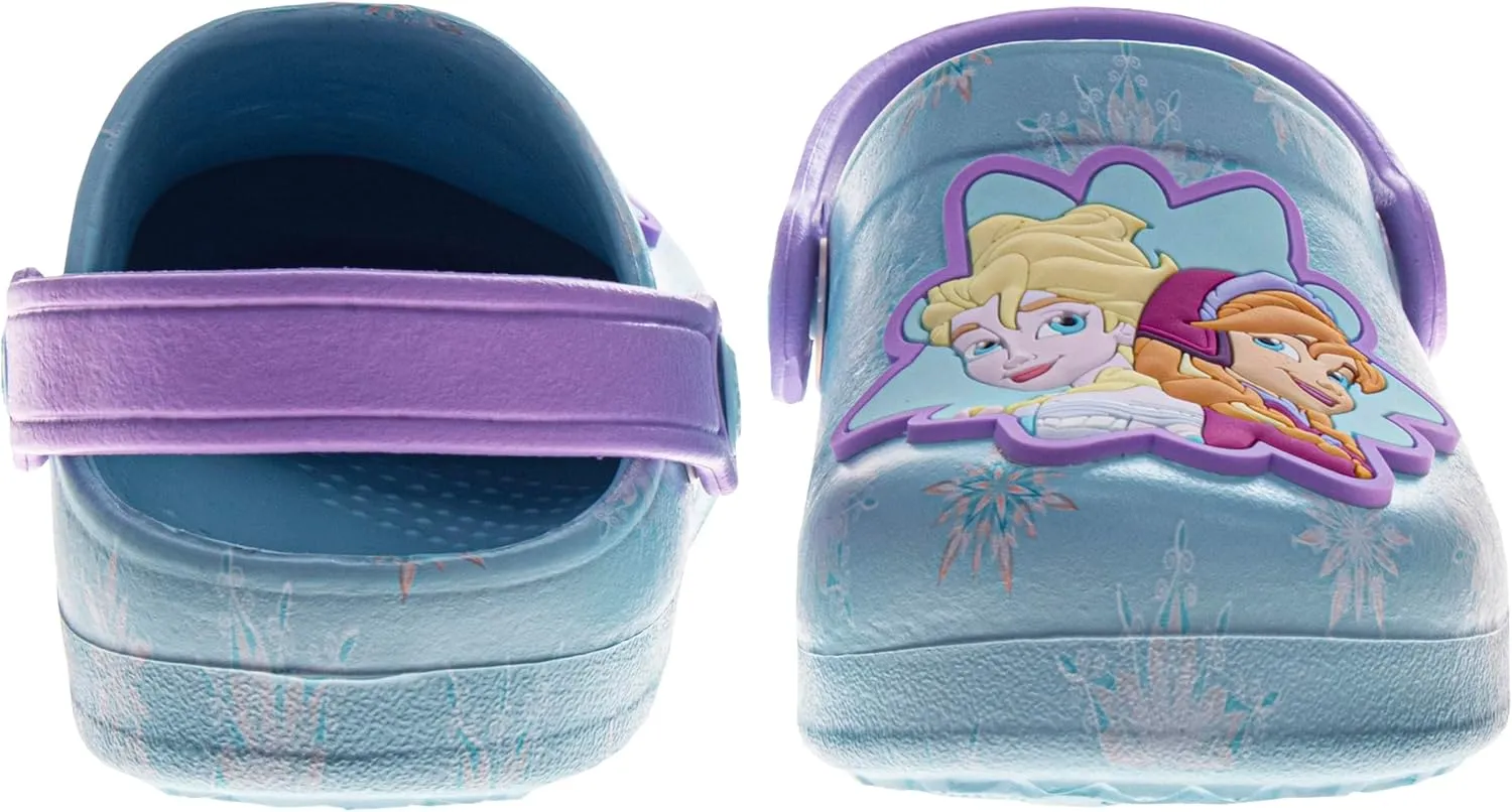 Josmo Kids Frozen Clog Sandal Waterproof Slip-On Slides for Girls - Anna Elsa Closed Toe Clogs with Backstrap (Sizes: 5-10 Toddlers / 11-12 Little Kids)