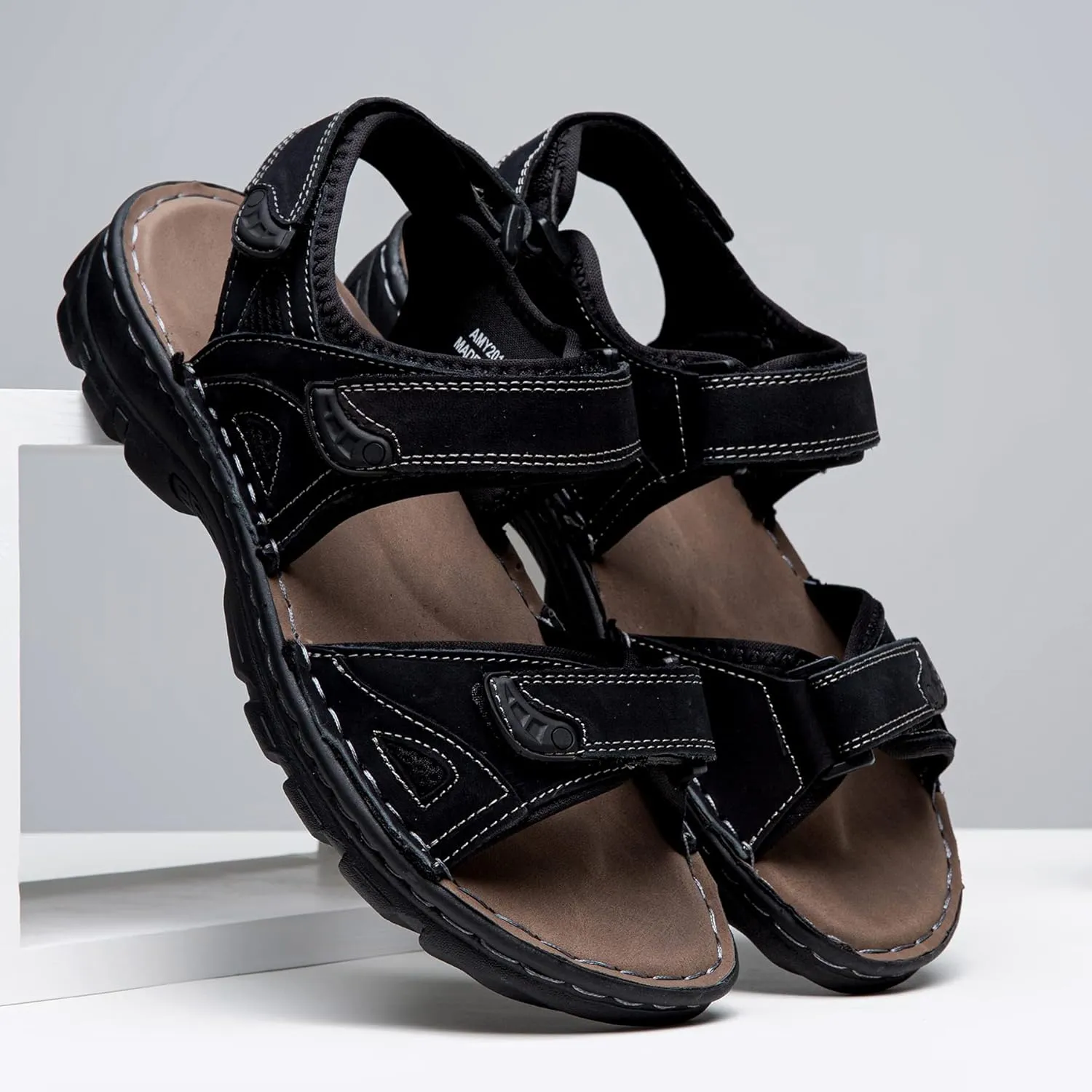Jousen Men's Sandals Arch Support Casual Genuine Leather Summer Outdoor Beach Fisherman Sandals for Men