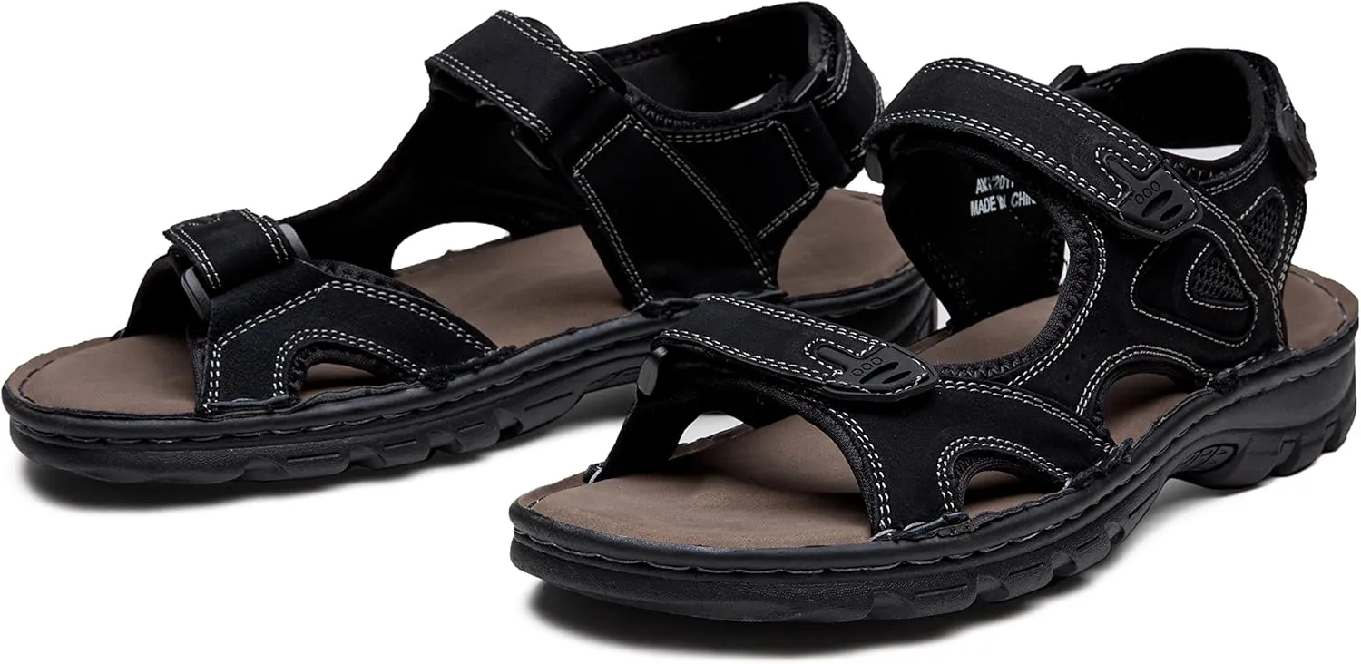 Jousen Men's Sandals Arch Support Casual Genuine Leather Summer Outdoor Beach Fisherman Sandals for Men