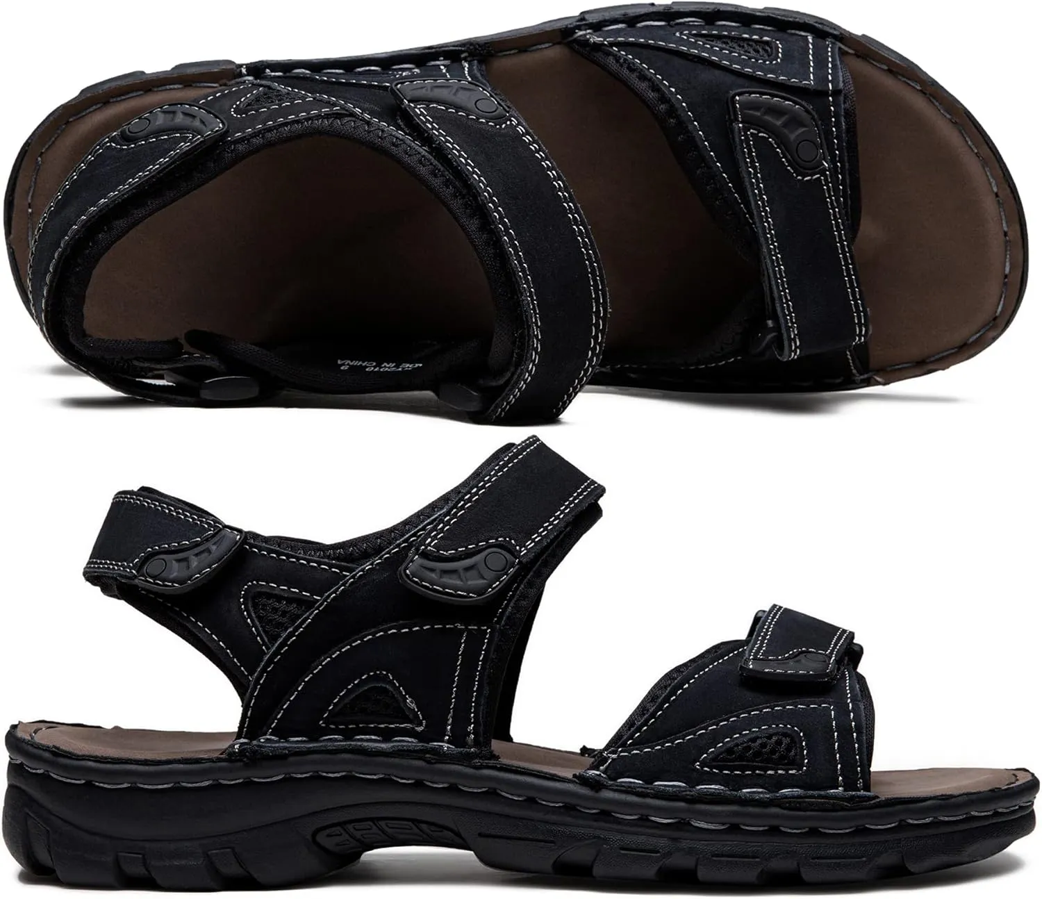 Jousen Men's Sandals Arch Support Casual Genuine Leather Summer Outdoor Beach Fisherman Sandals for Men