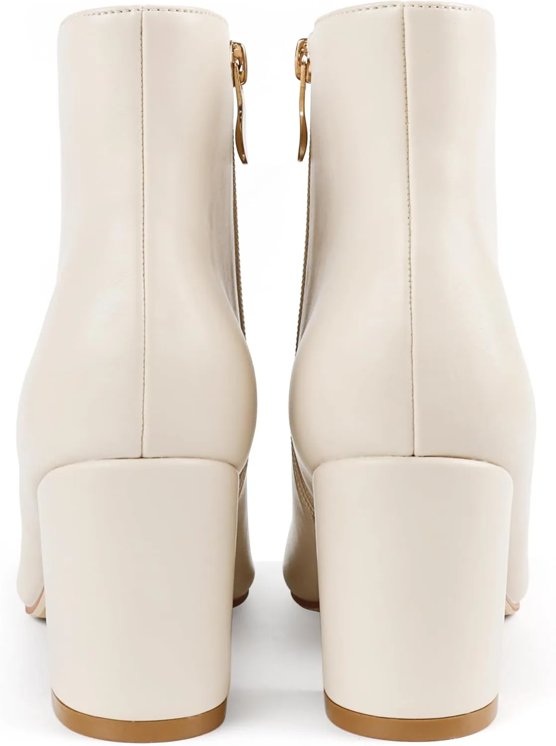JOY IN LOVE Women's Ankle Boots Chunky Block Heel Pointed Toe Zipper Boots