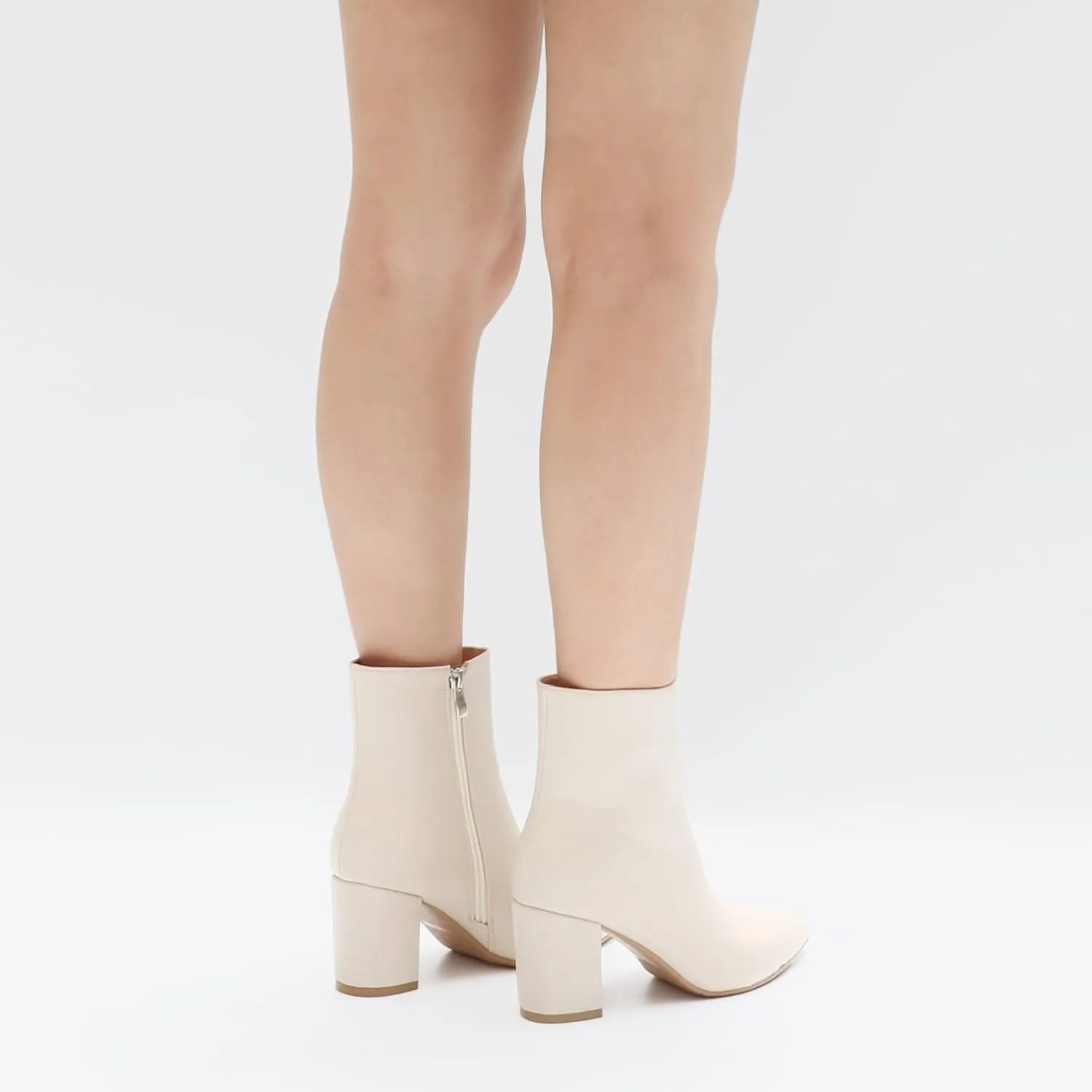 JOY IN LOVE Women's Ankle Boots Chunky Block Heel Pointed Toe Zipper Boots