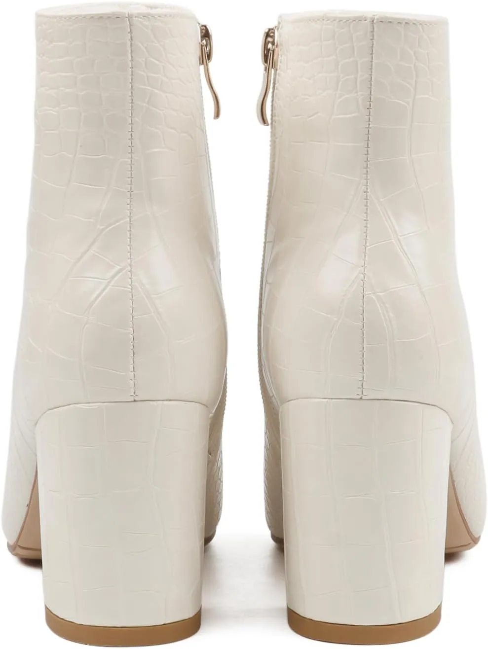 JOY IN LOVE Women's Ankle Boots Chunky Block Heel Pointed Toe Zipper Boots
