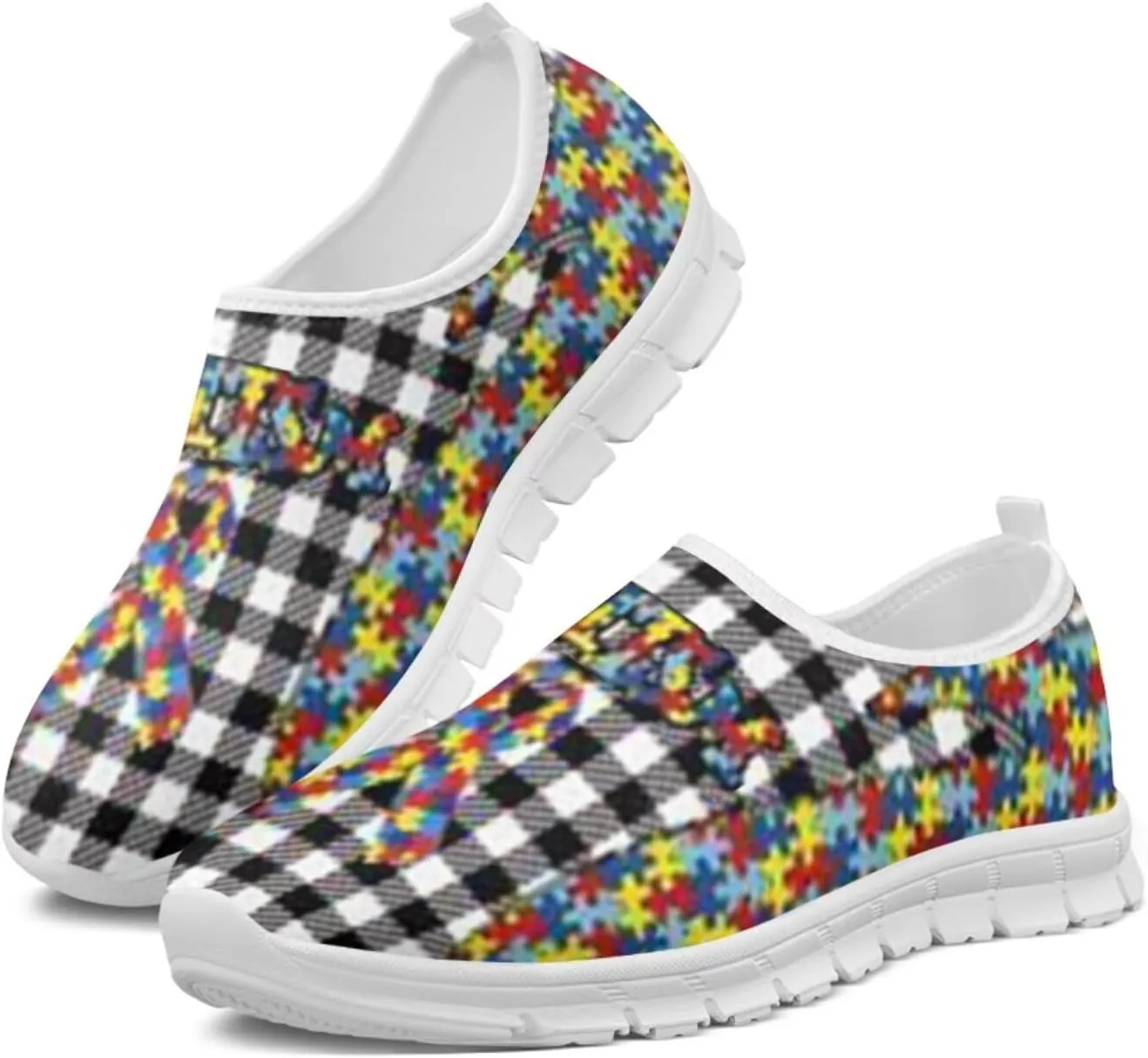JoyLamoria Butterfly in Black and White Shoes for Wome Slip on Walking Shoe Art Travel Work Loafers Lightweight