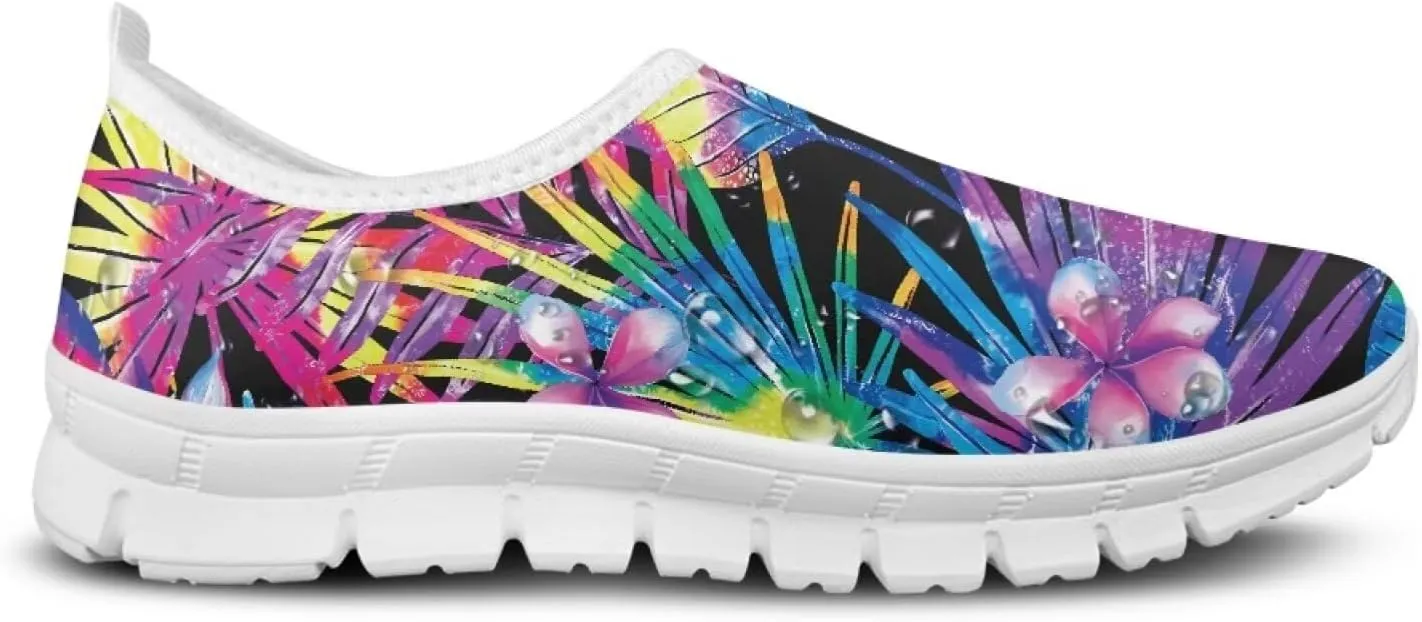 JoyLamoria Butterfly in Black and White Shoes for Wome Slip on Walking Shoe Art Travel Work Loafers Lightweight