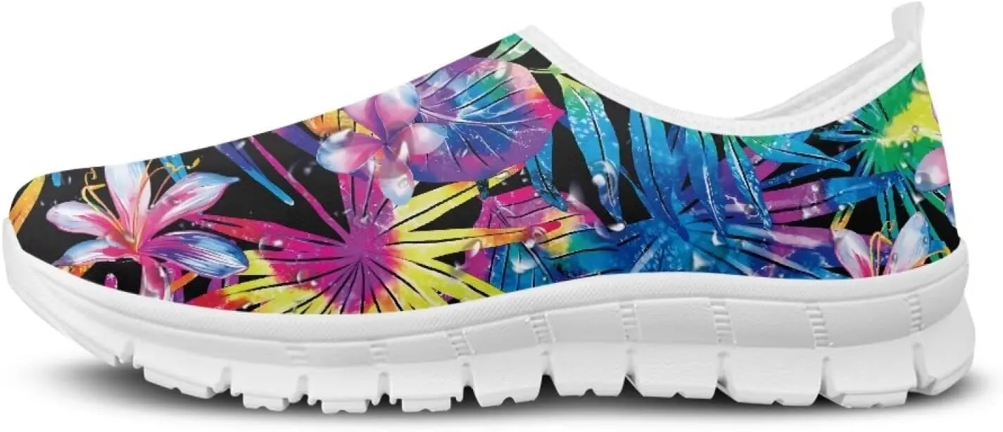 JoyLamoria Butterfly in Black and White Shoes for Wome Slip on Walking Shoe Art Travel Work Loafers Lightweight