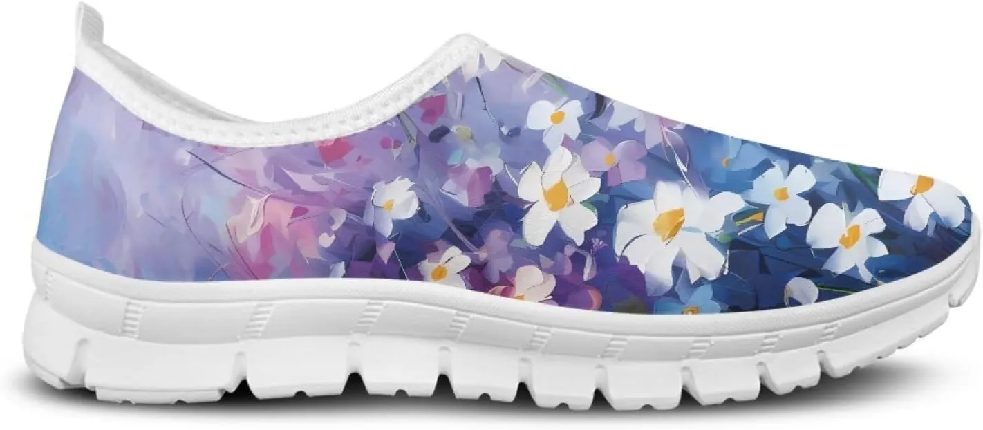 JoyLamoria Butterfly in Black and White Shoes for Wome Slip on Walking Shoe Art Travel Work Loafers Lightweight