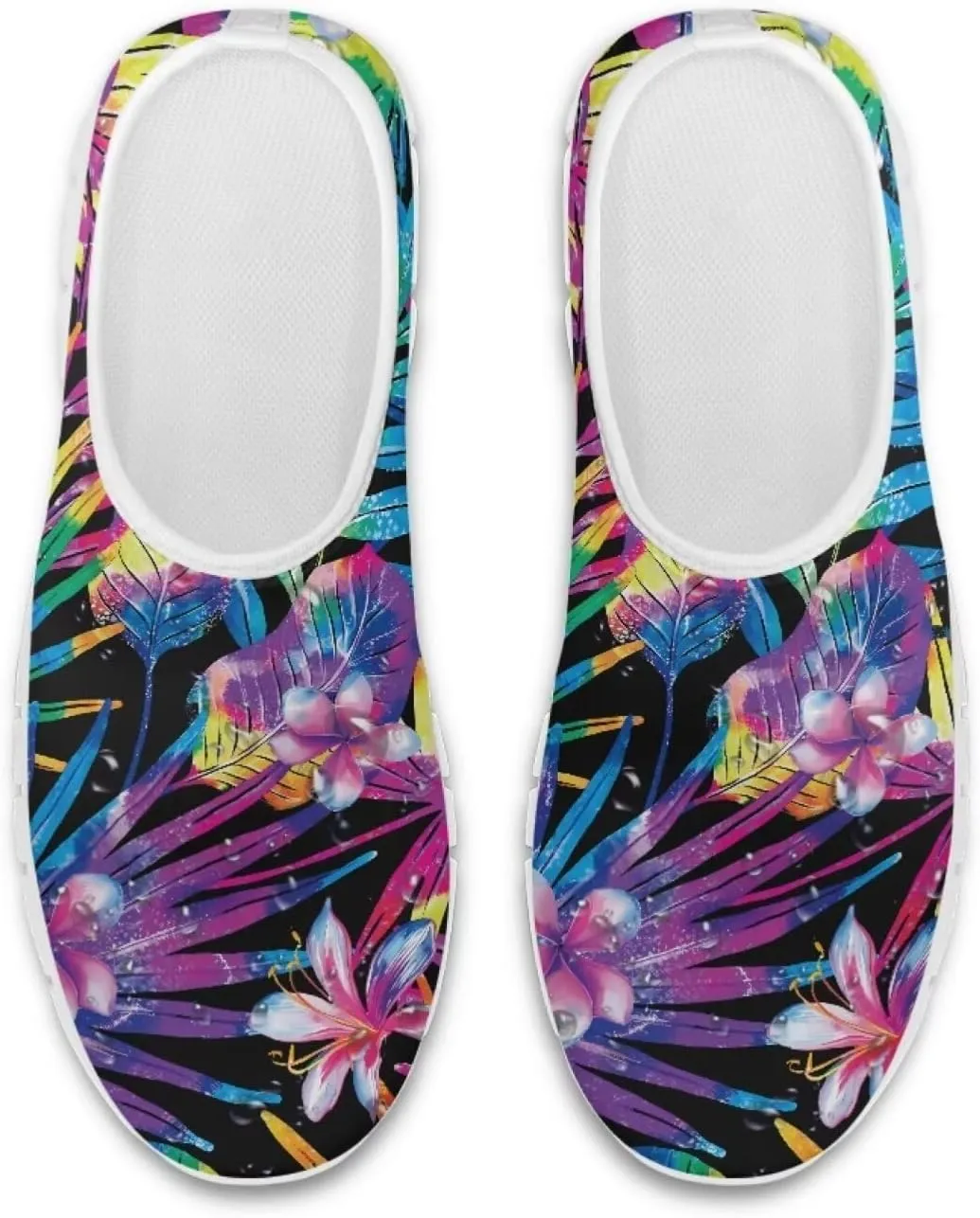 JoyLamoria Butterfly in Black and White Shoes for Wome Slip on Walking Shoe Art Travel Work Loafers Lightweight