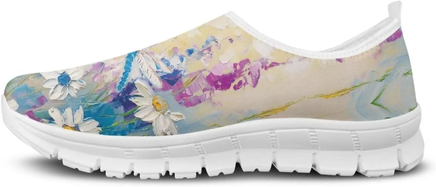 JoyLamoria Cow Platform Sneakers Causal Slip on Shoes Causal Boat Loafers for Women with Arch Support Art Travel Shoes
