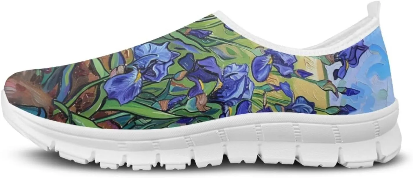 JoyLamoria Cow Platform Sneakers Causal Slip on Shoes Causal Boat Loafers for Women with Arch Support Art Travel Shoes