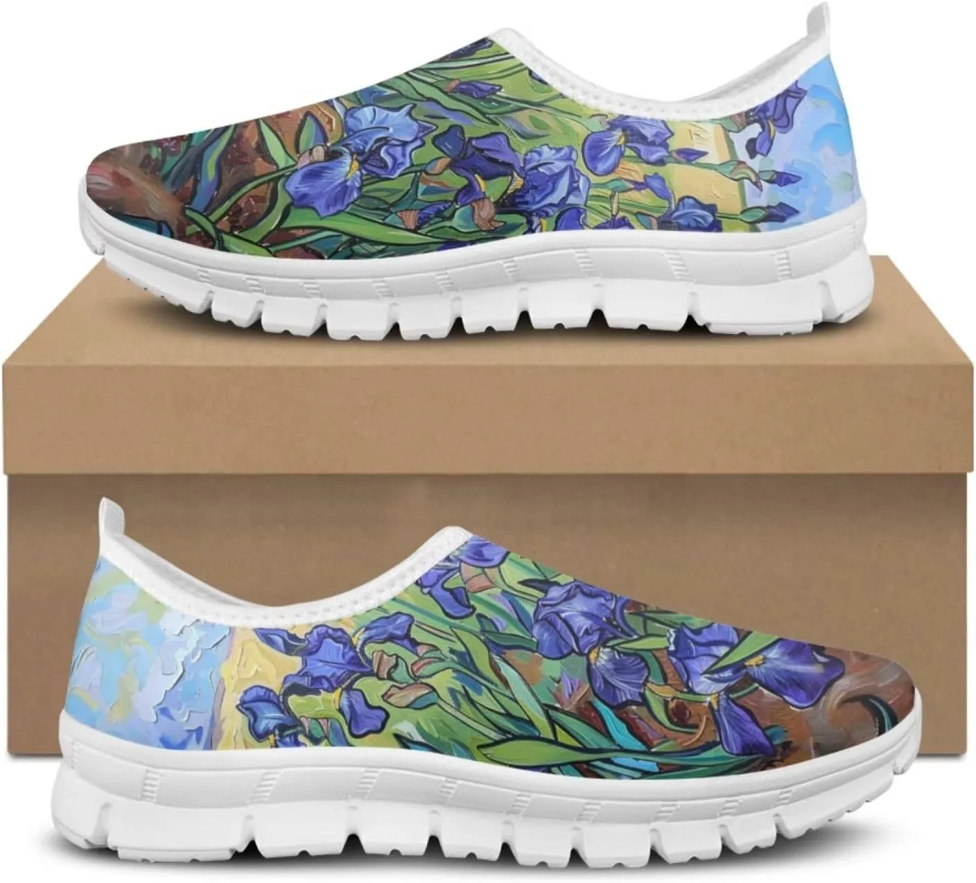 JoyLamoria Cow Platform Sneakers Causal Slip on Shoes Causal Boat Loafers for Women with Arch Support Art Travel Shoes