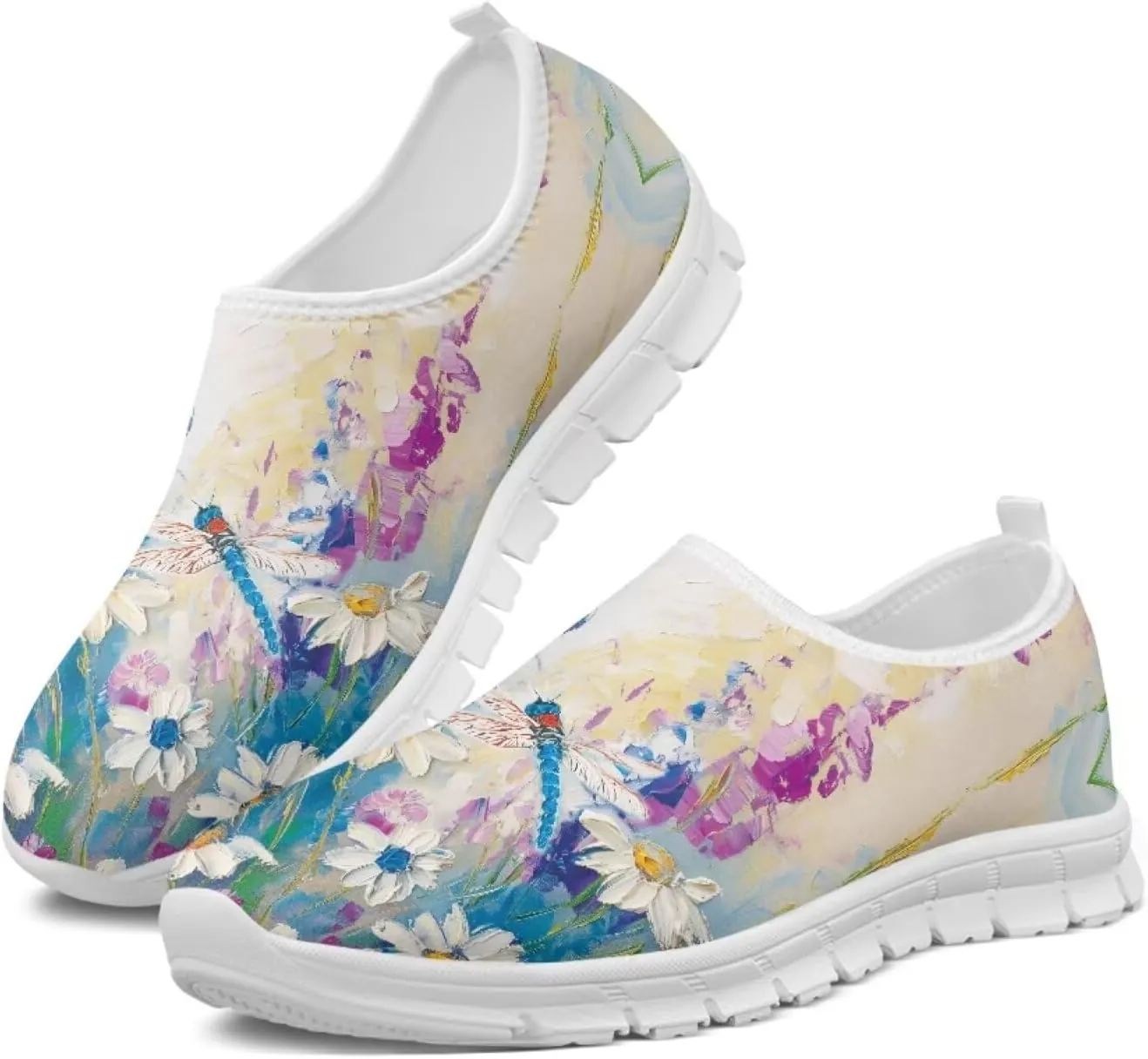 JoyLamoria Cow Platform Sneakers Causal Slip on Shoes Causal Boat Loafers for Women with Arch Support Art Travel Shoes