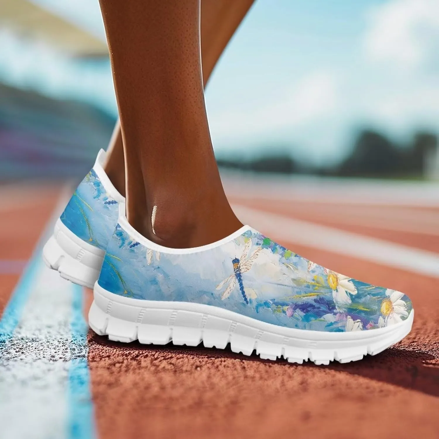 JoyLamoria Cow Platform Sneakers Causal Slip on Shoes Causal Boat Loafers for Women with Arch Support Art Travel Shoes