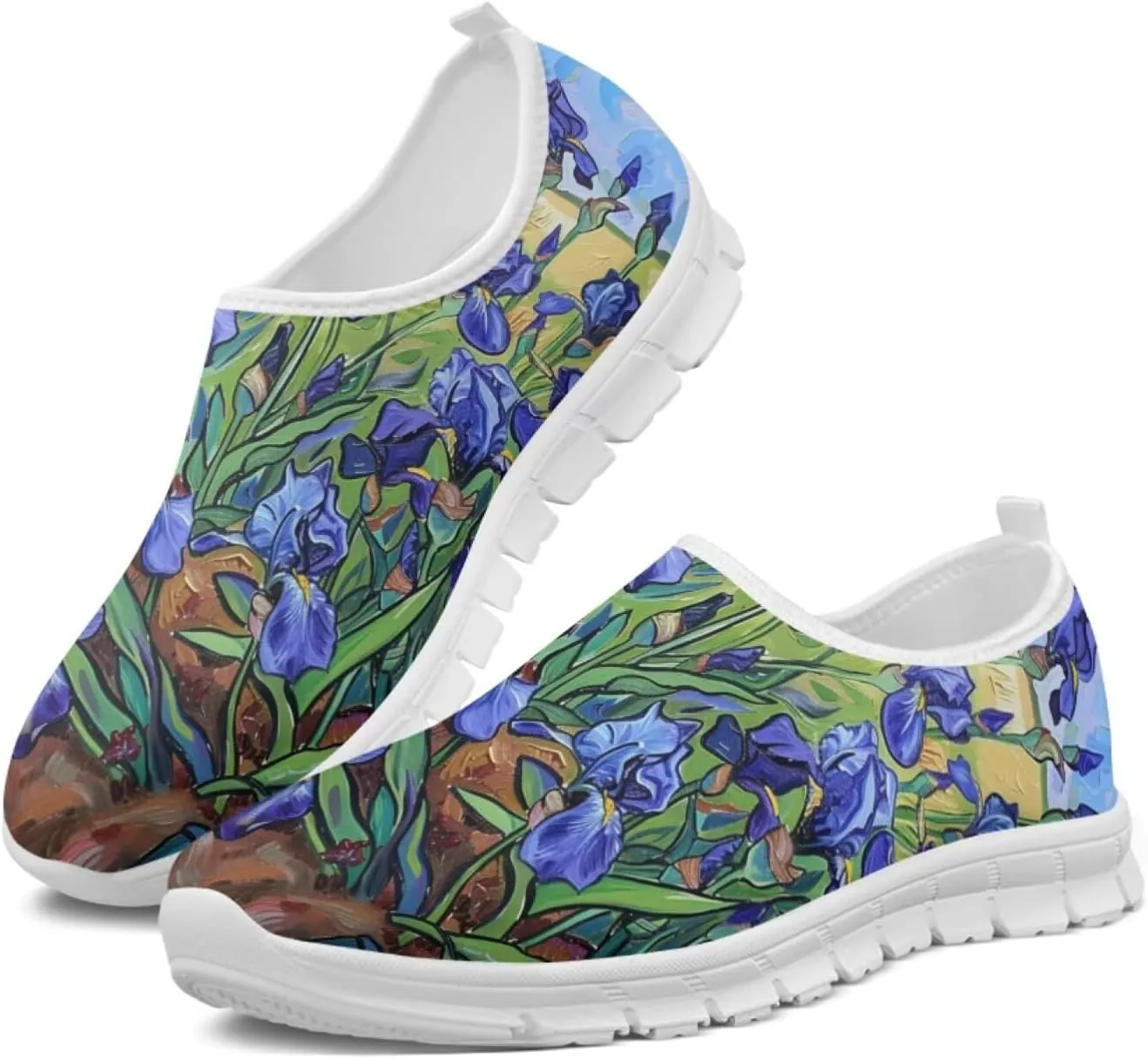JoyLamoria Cow Platform Sneakers Causal Slip on Shoes Causal Boat Loafers for Women with Arch Support Art Travel Shoes
