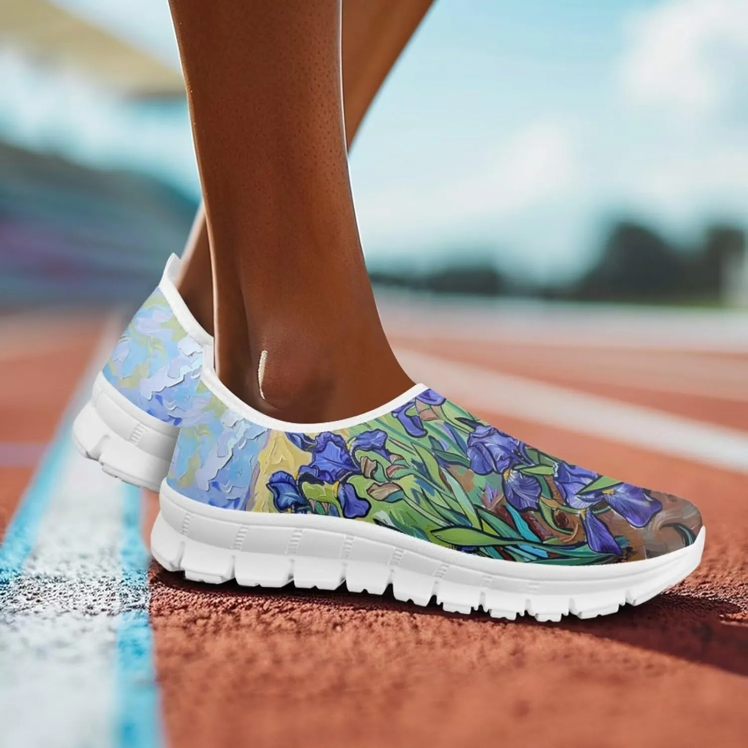JoyLamoria Cow Platform Sneakers Causal Slip on Shoes Causal Boat Loafers for Women with Arch Support Art Travel Shoes