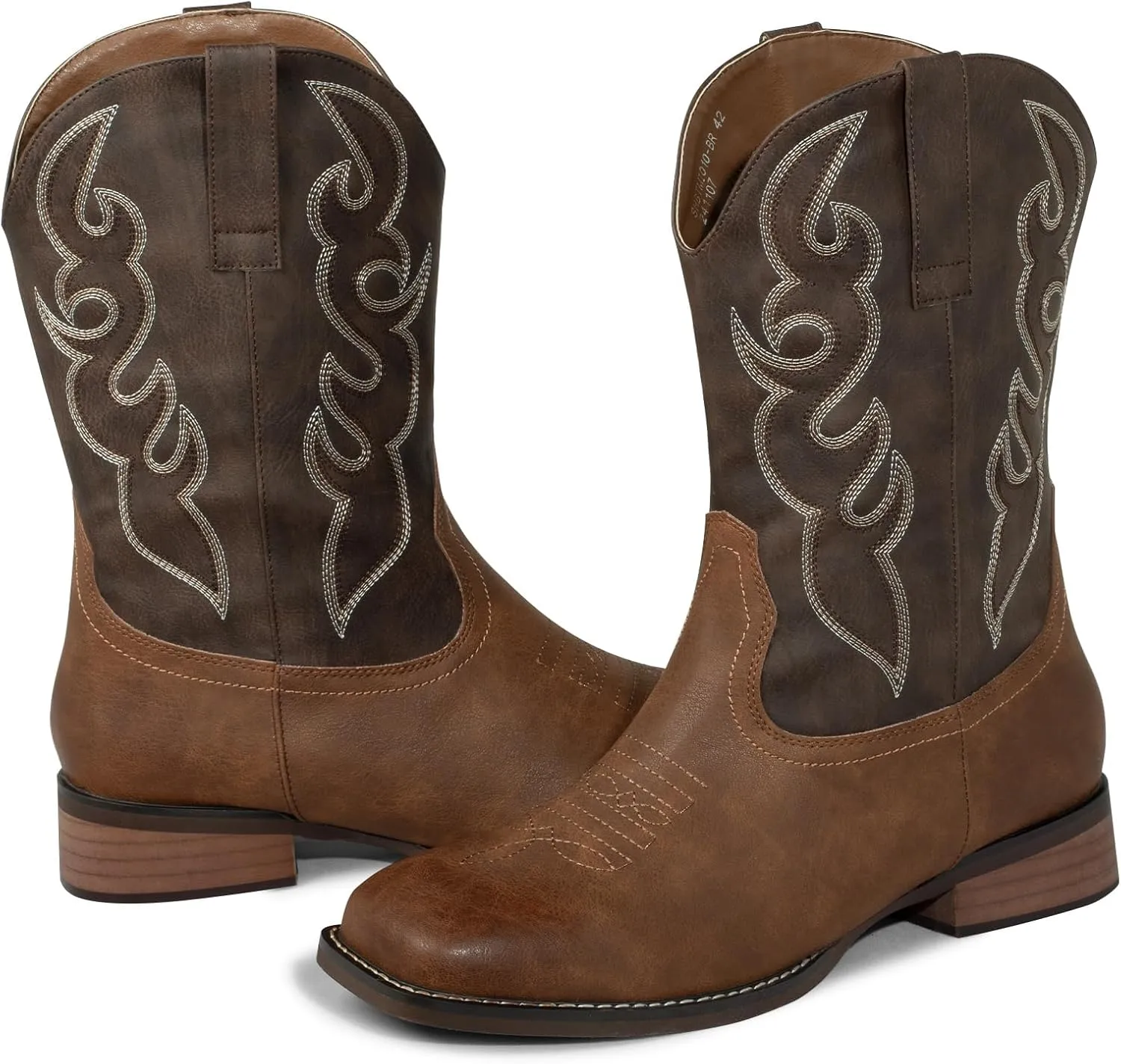 J's.o.l.e Men's Cowboy Western Boots Comfortable Wide Calf Square Toe Boots