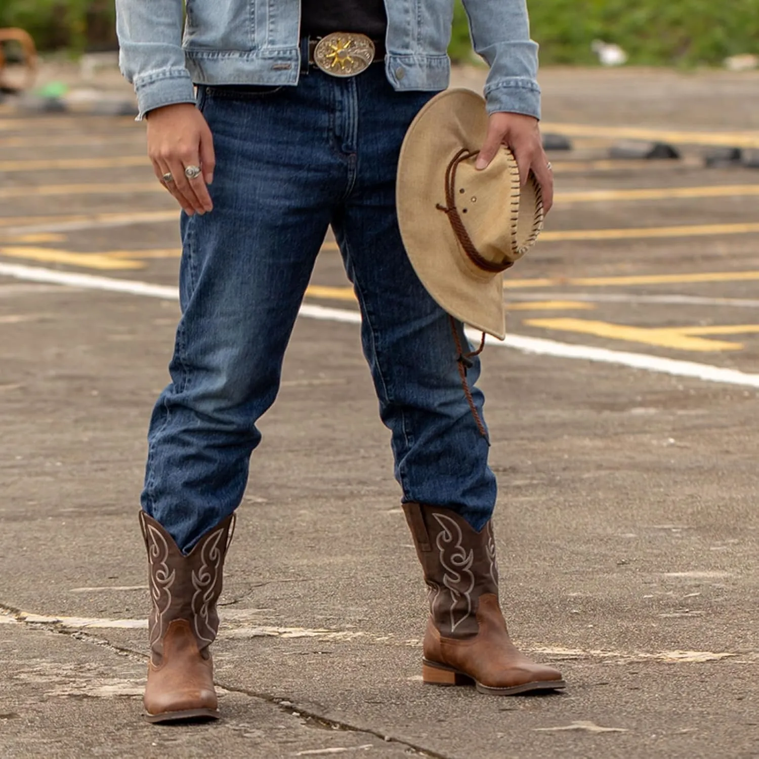J's.o.l.e Men's Cowboy Western Boots Comfortable Wide Calf Square Toe Boots
