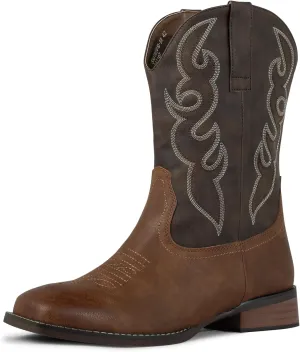 J's.o.l.e Men's Cowboy Western Boots Comfortable Wide Calf Square Toe Boots