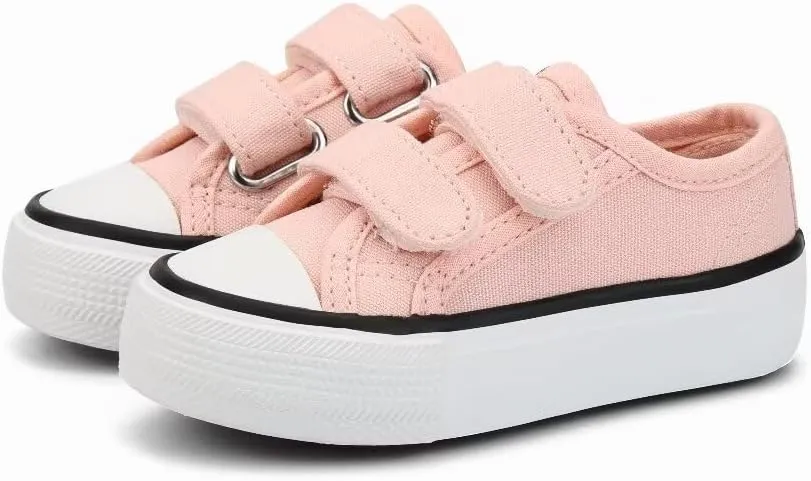 JUDIS Kids Canvas Shoes Dual Adjustable Hook and Loop Casual Sneakers Boys and Girls Fashion Shoes