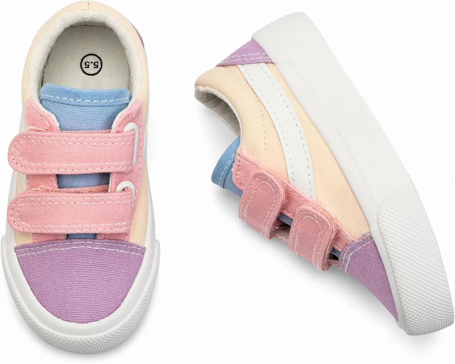 JUDIS Kids Canvas Shoes Dual Adjustable Hook and Loop Casual Sneakers Boys and Girls Fashion Shoes