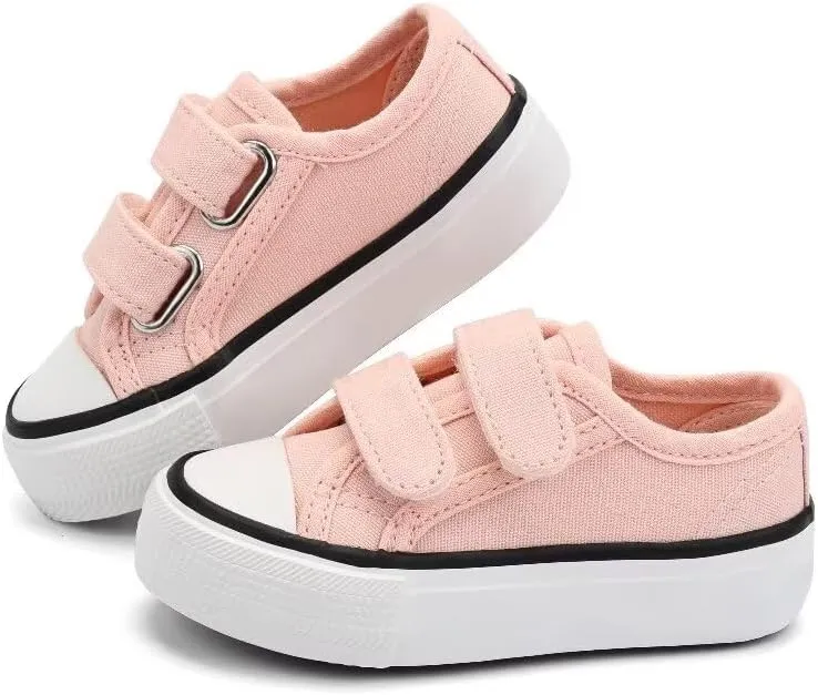 JUDIS Kids Canvas Shoes Dual Adjustable Hook and Loop Casual Sneakers Boys and Girls Fashion Shoes