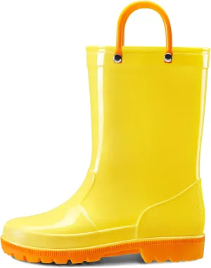 K KomForme Girls Boys Rain Boots Waterproof with Easy on Handles for Toddler/Little Kid/Big Kid