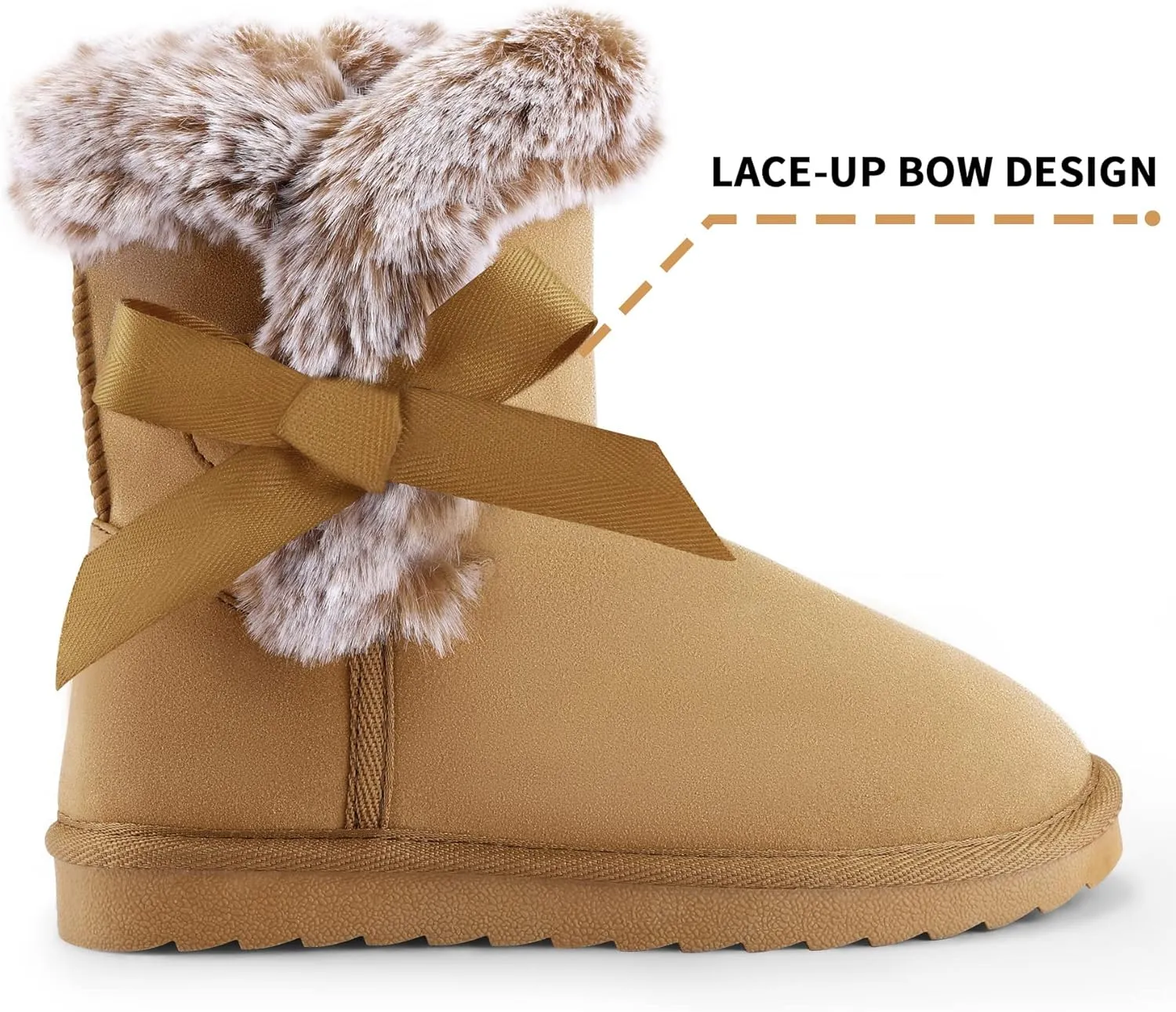 K KomForme Girls Kids Snow Boots Warm Fur Lined Slip On Outdoor Winter Shoes Lightweight Comfy（Little/Big Kids）
