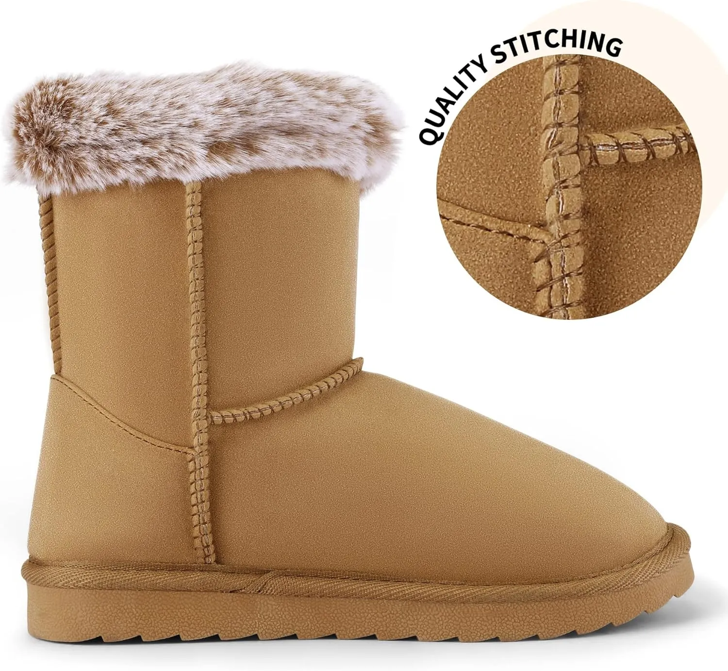 K KomForme Girls Kids Snow Boots Warm Fur Lined Slip On Outdoor Winter Shoes Lightweight Comfy（Little/Big Kids）
