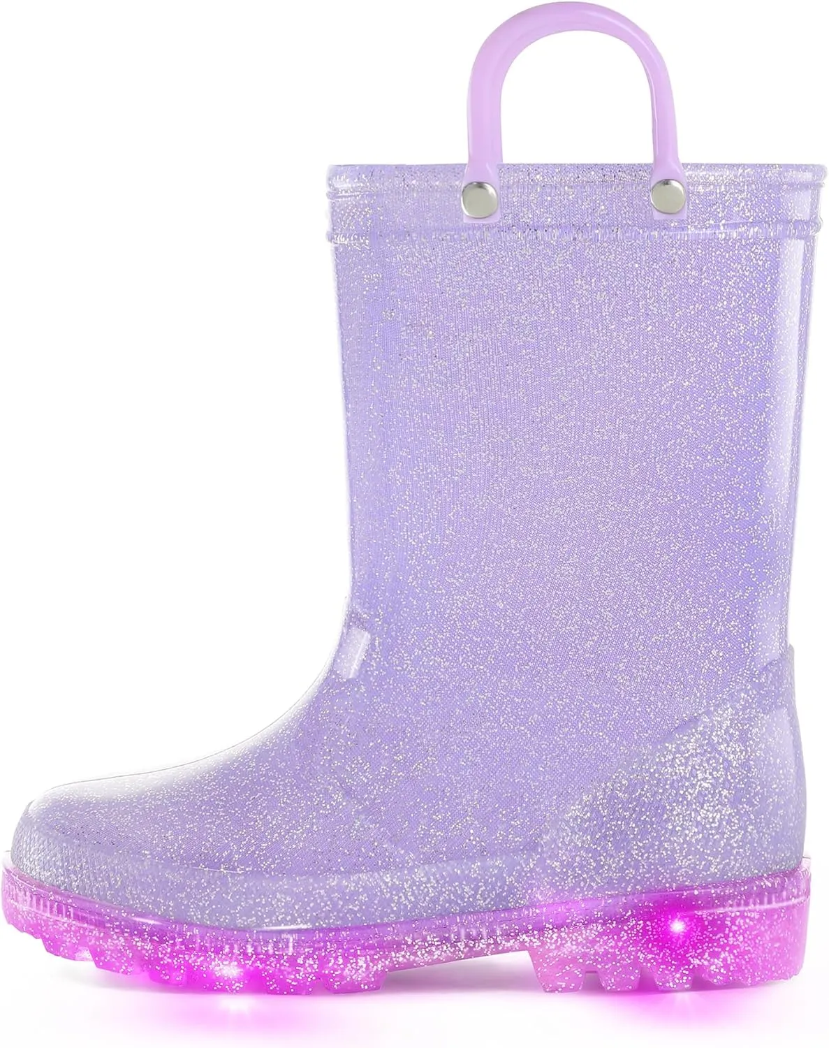K KomForme Kids Rain Boots, Waterproof Light up Boots with Easy-on Handles