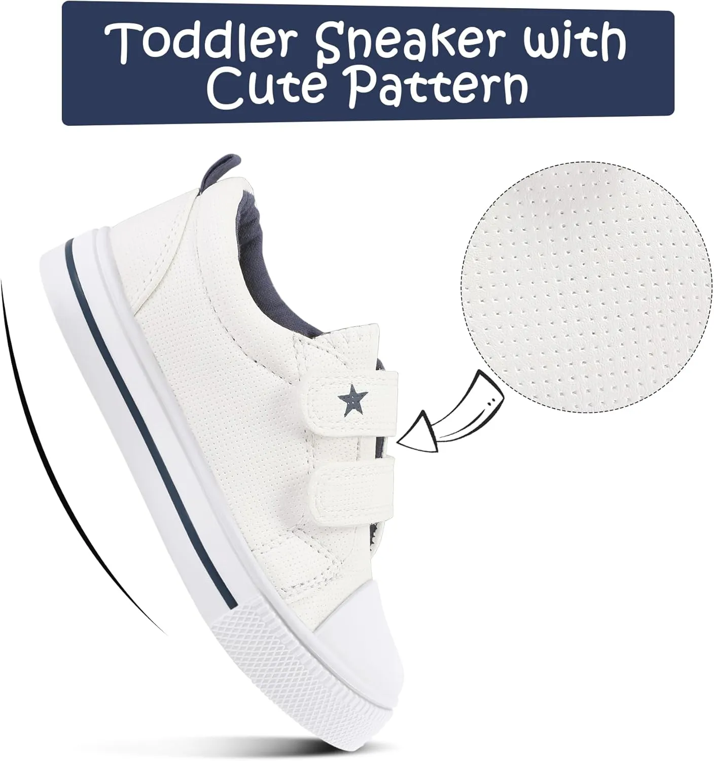 K KomForme Toddler Boys & Girls Shoes Kids Canvas Sneakers with Cartoon Dual Hook and Loops