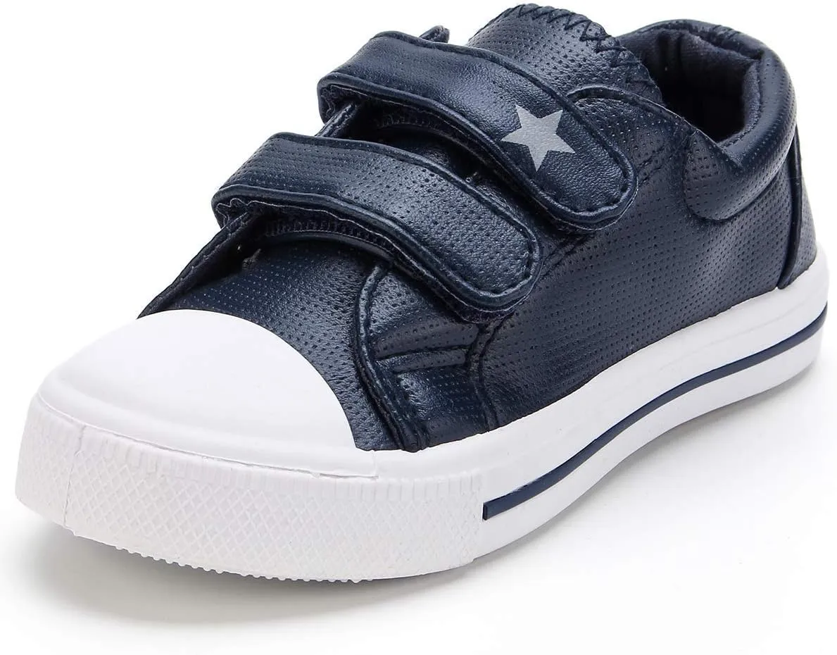 K KomForme Toddler Boys & Girls Shoes Kids Canvas Sneakers with Cartoon Dual Hook and Loops