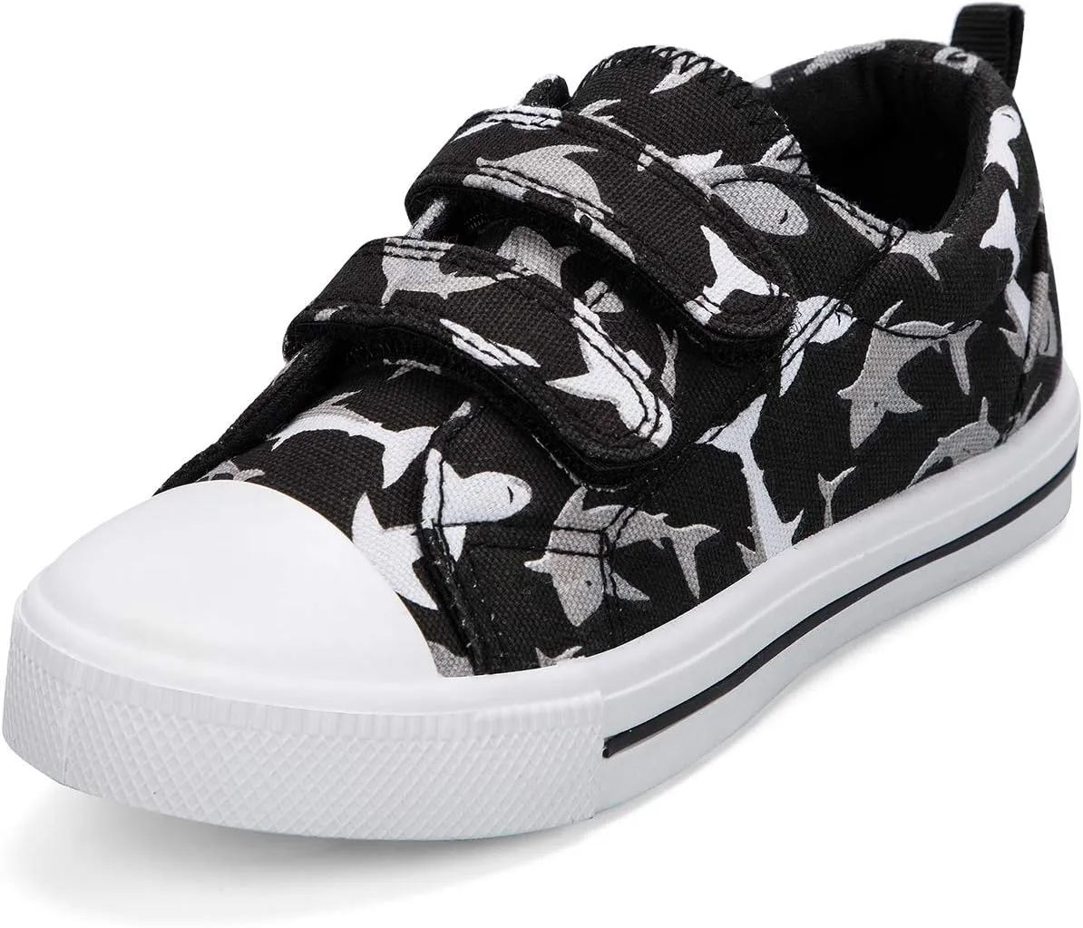 K KomForme Toddler Boys & Girls Shoes Kids Canvas Sneakers with Cartoon Dual Hook and Loops