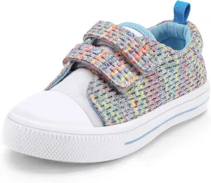 K KomForme Toddler Boys & Girls Shoes Kids Canvas Sneakers with Cartoon Dual Hook and Loops
