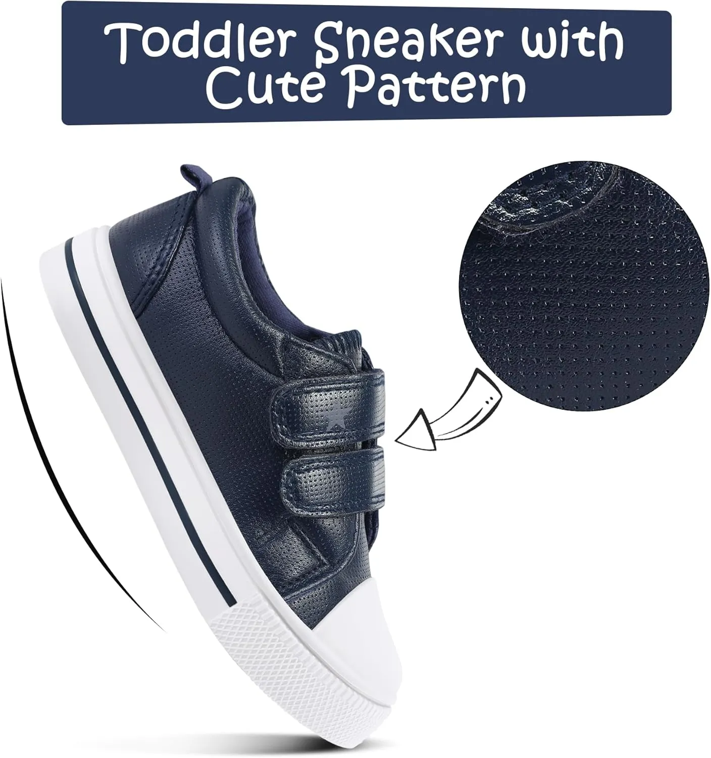 K KomForme Toddler Boys & Girls Shoes Kids Canvas Sneakers with Cartoon Dual Hook and Loops