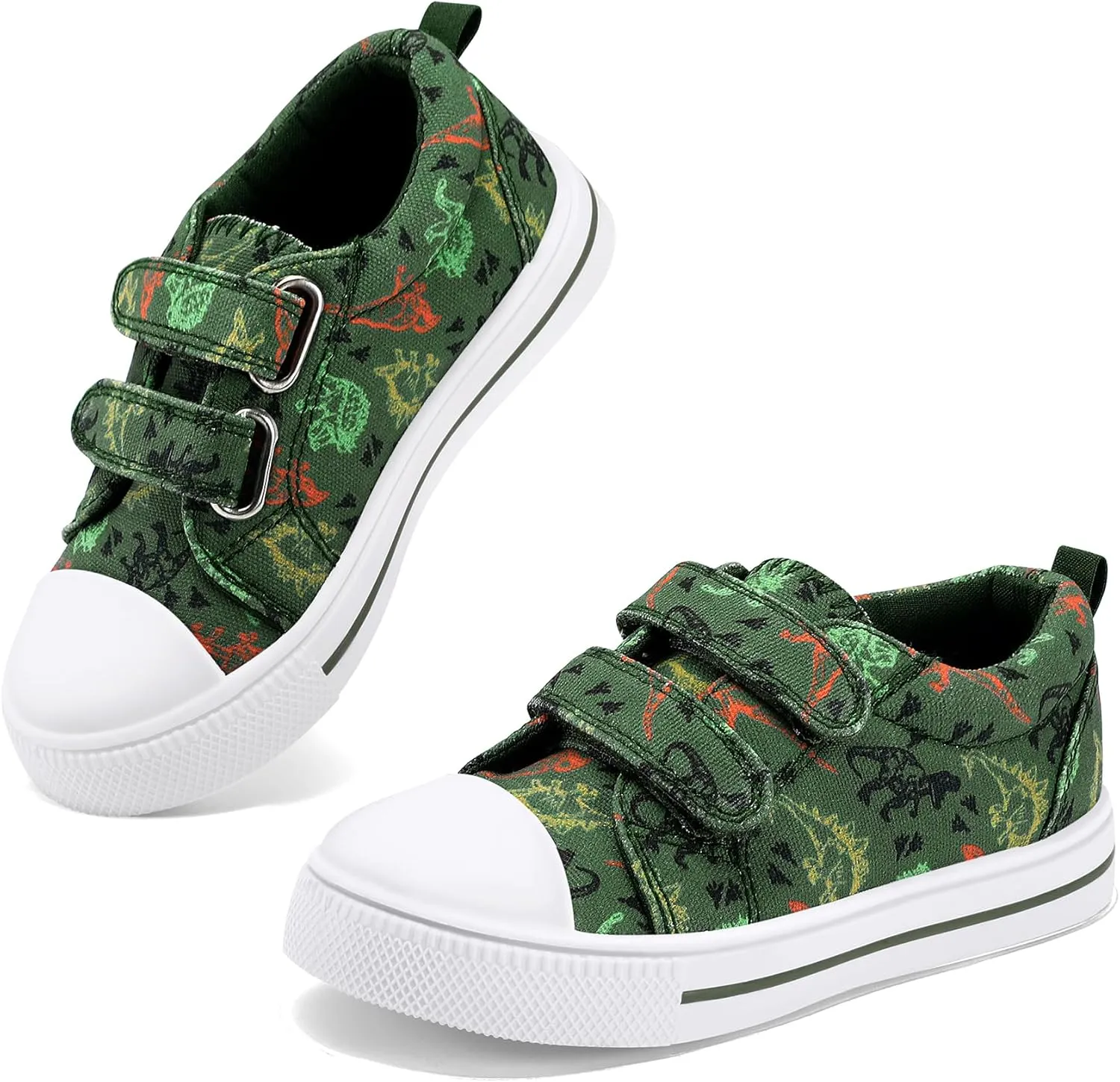 K KomForme Toddler Boys & Girls Shoes Kids Canvas Sneakers with Cartoon Dual Hook and Loops