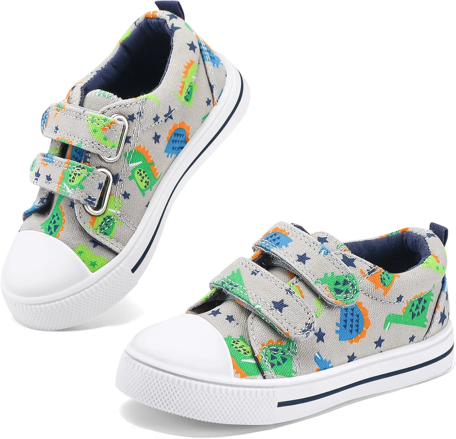 K KomForme Toddler Boys & Girls Shoes Kids Canvas Sneakers with Cartoon Dual Hook and Loops