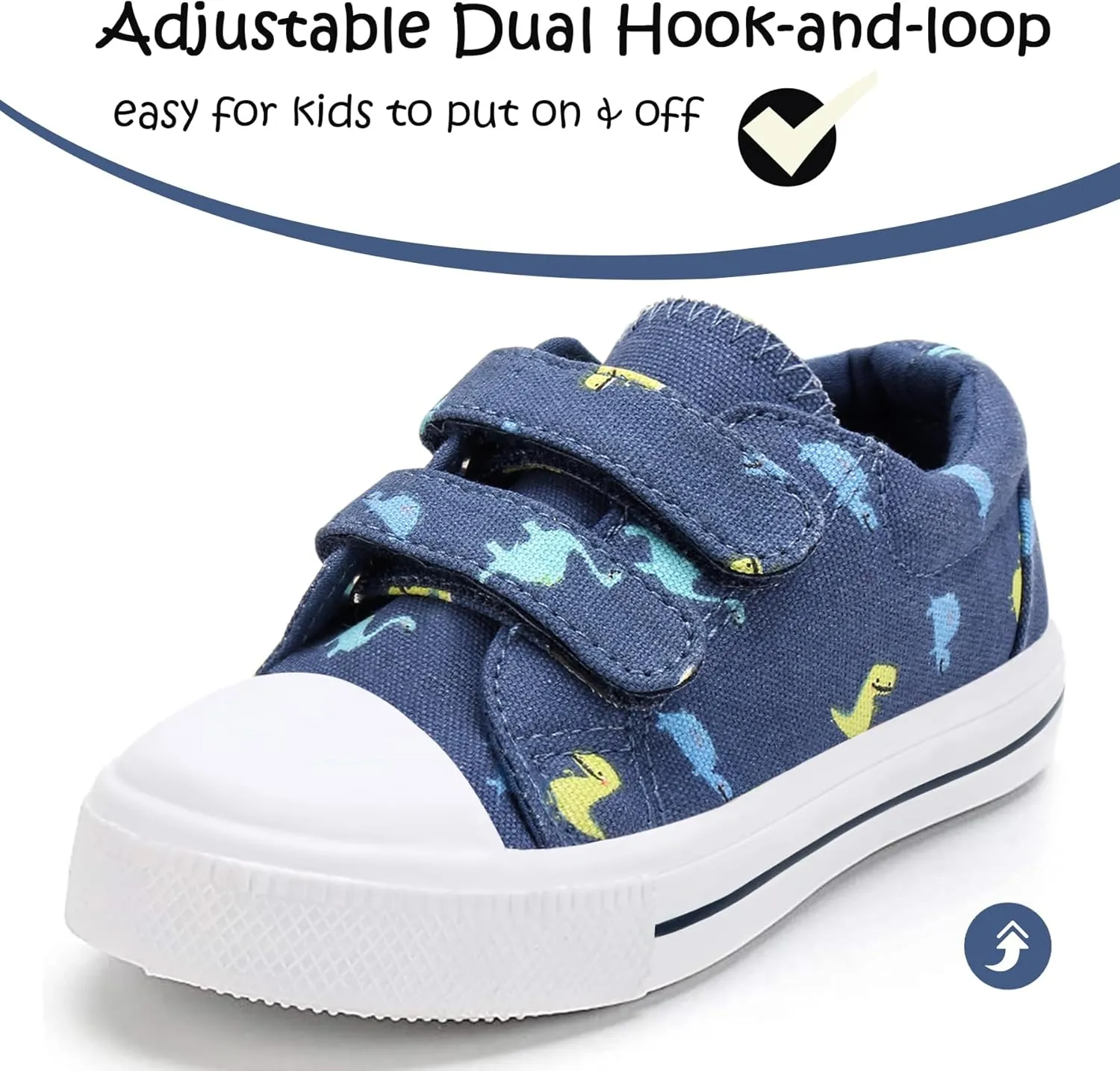 K KomForme Toddler Boys & Girls Shoes Kids Canvas Sneakers with Cartoon Dual Hook and Loops