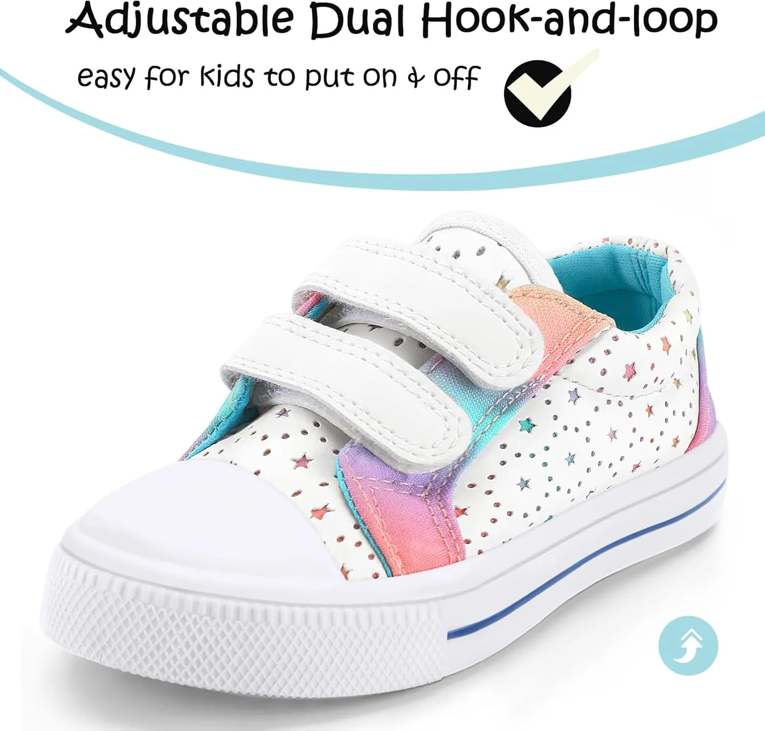 K KomForme Toddler Boys & Girls Shoes Kids Canvas Sneakers with Cartoon Dual Hook and Loops