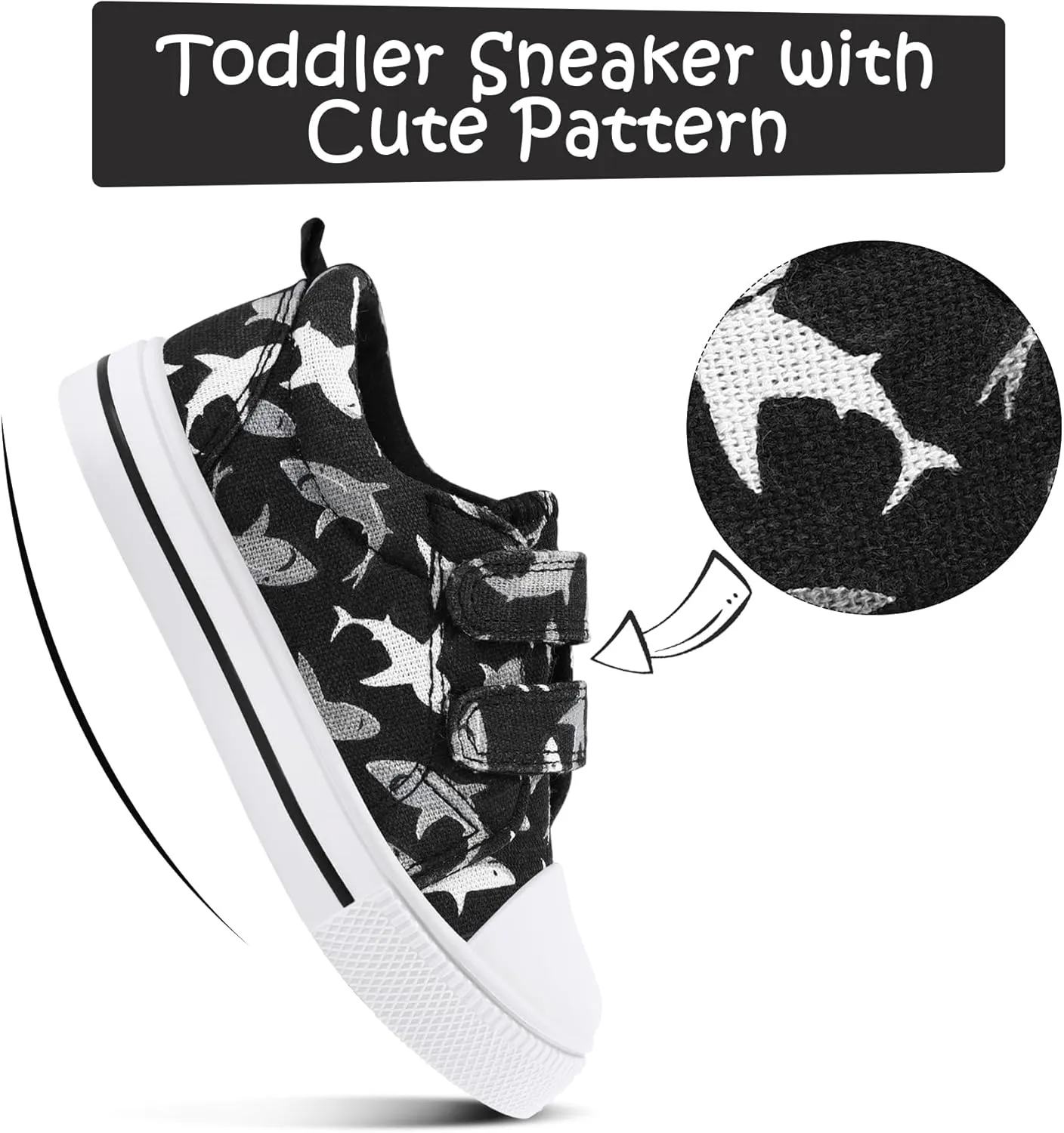 K KomForme Toddler Boys & Girls Shoes Kids Canvas Sneakers with Cartoon Dual Hook and Loops