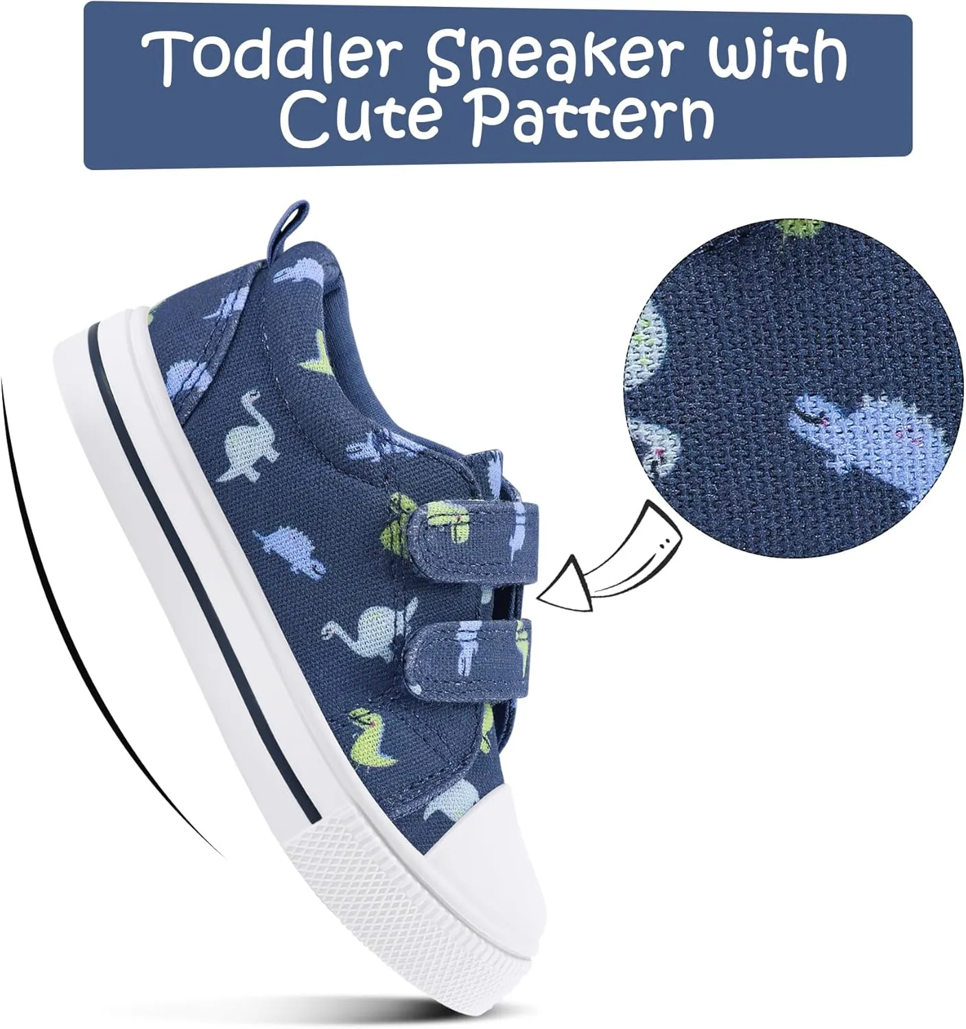 K KomForme Toddler Boys & Girls Shoes Kids Canvas Sneakers with Cartoon Dual Hook and Loops