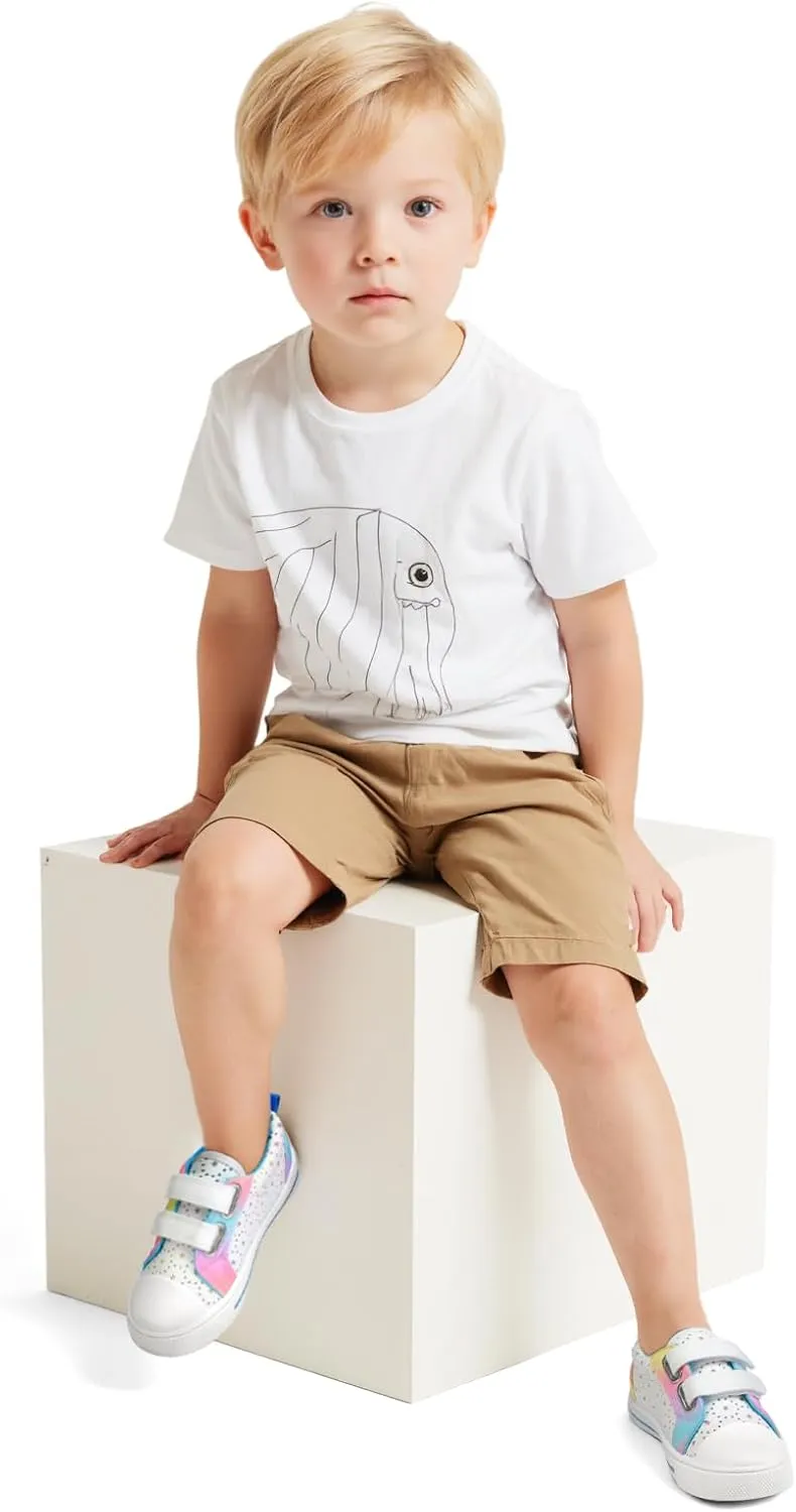 K KomForme Toddler Boys & Girls Shoes Kids Canvas Sneakers with Cartoon Dual Hook and Loops