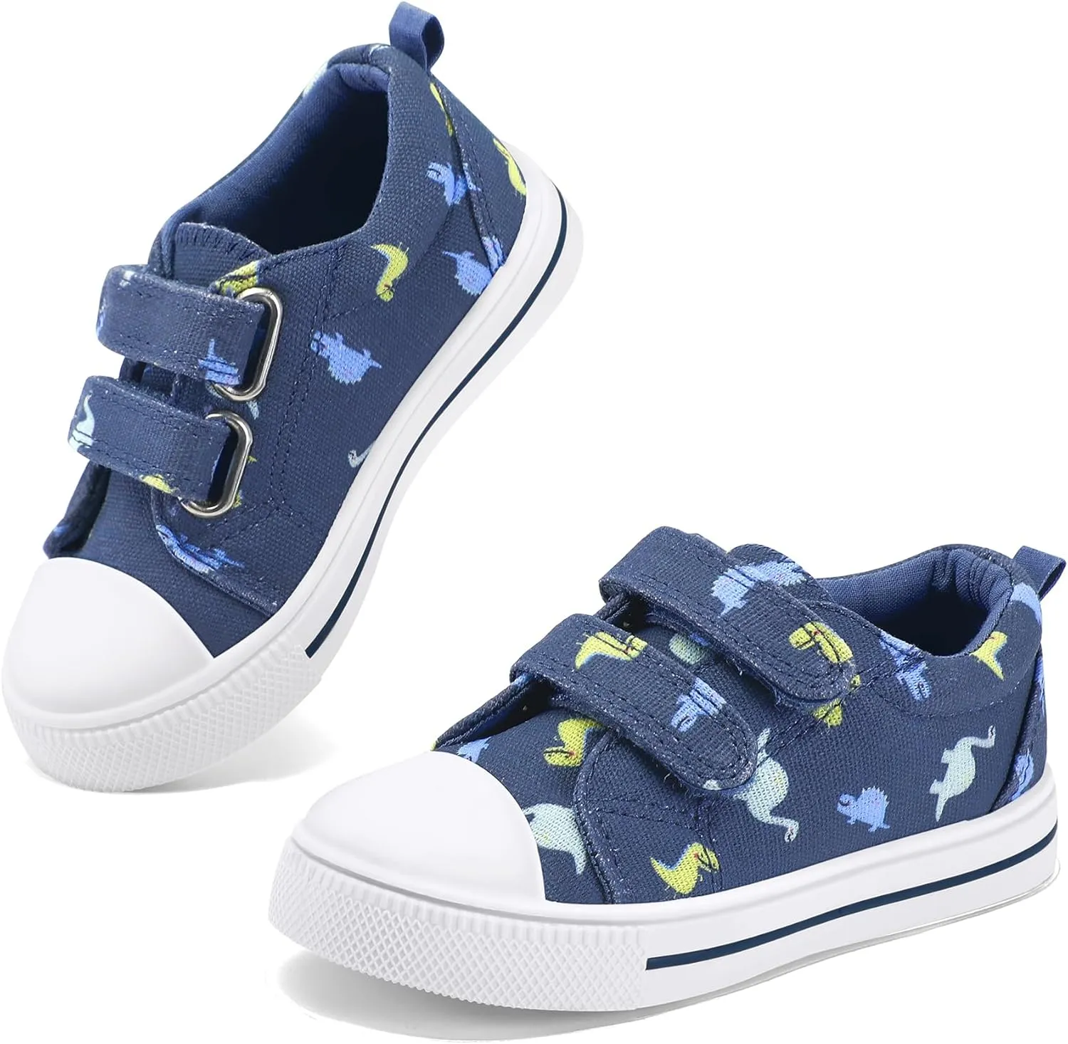 K KomForme Toddler Boys & Girls Shoes Kids Canvas Sneakers with Cartoon Dual Hook and Loops