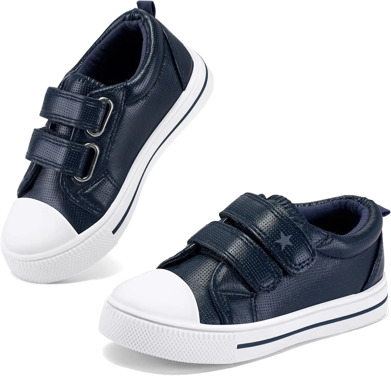 K KomForme Toddler Boys & Girls Shoes Kids Canvas Sneakers with Cartoon Dual Hook and Loops