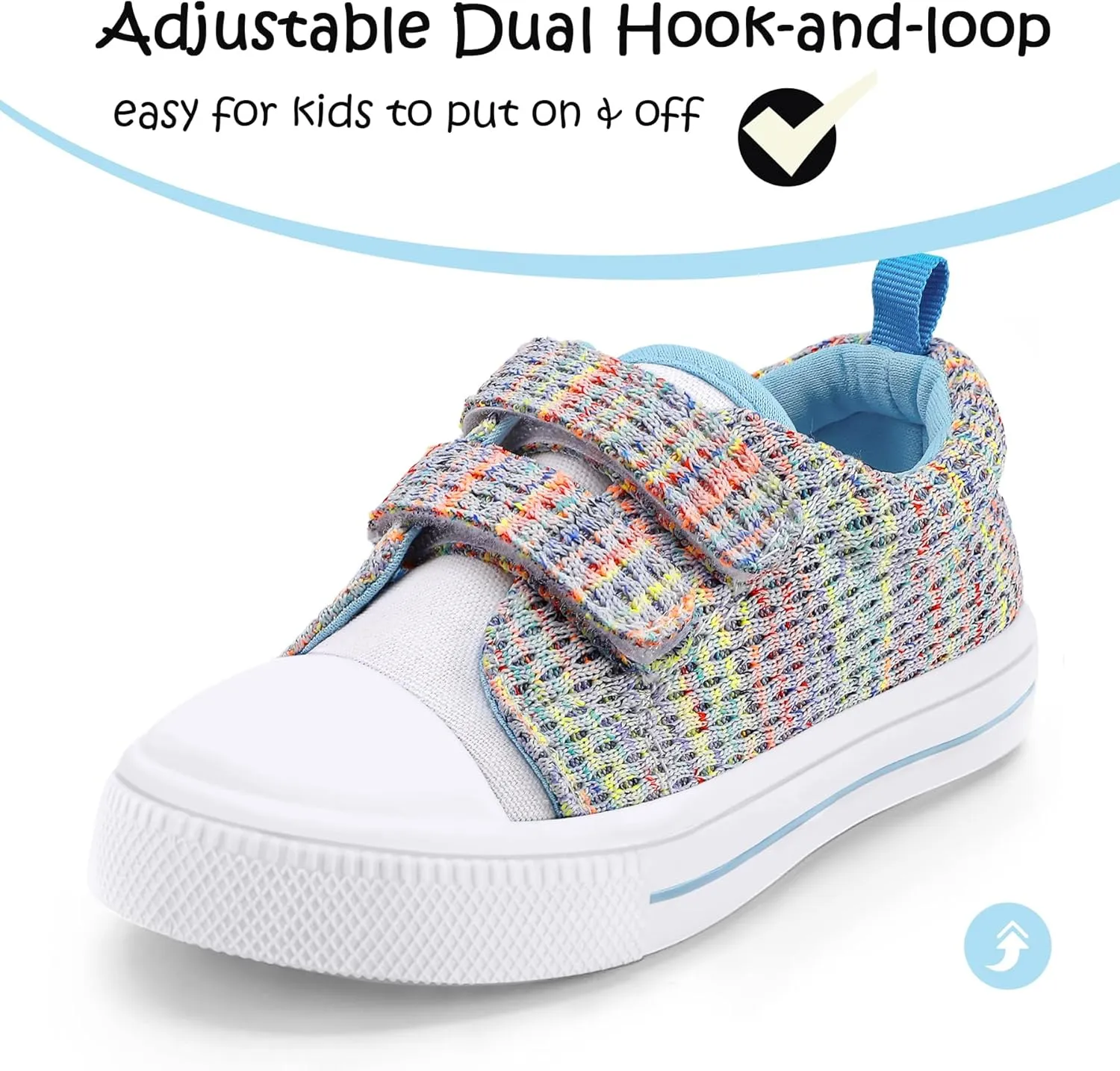K KomForme Toddler Boys & Girls Shoes Kids Canvas Sneakers with Cartoon Dual Hook and Loops