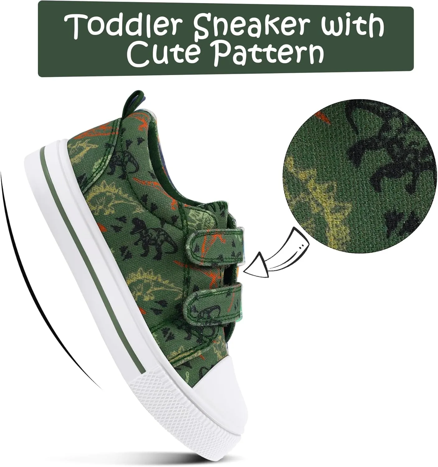 K KomForme Toddler Boys & Girls Shoes Kids Canvas Sneakers with Cartoon Dual Hook and Loops