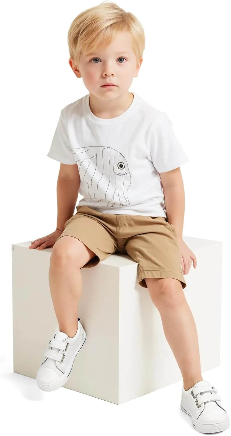K KomForme Toddler Boys & Girls Shoes Kids Canvas Sneakers with Cartoon Dual Hook and Loops